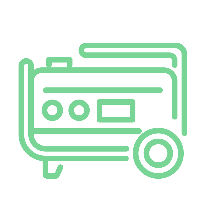 Green outline illustration of a portable generator