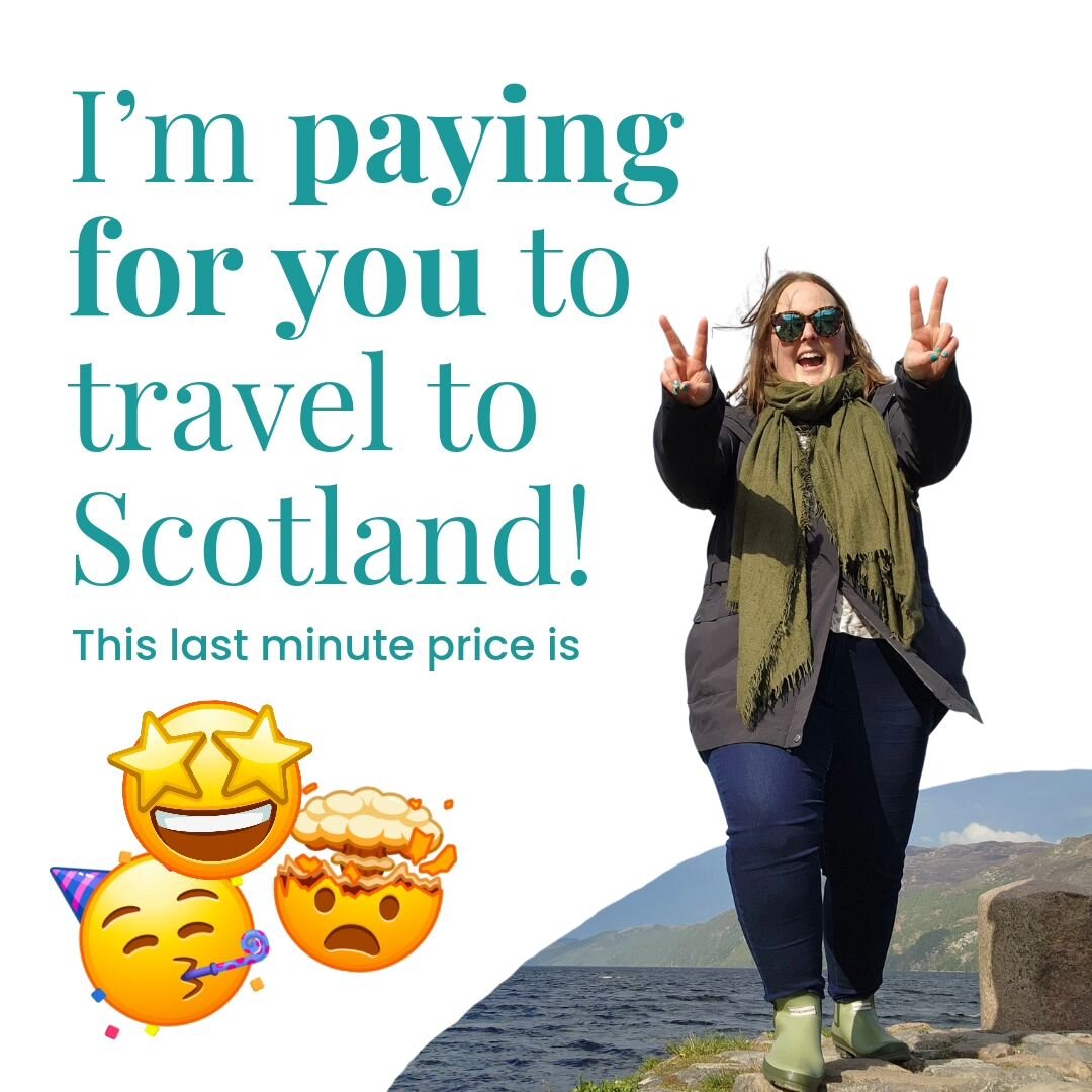 I&rsquo;m paying for you to travel to Scotland! This last-minute price is 🤩🥳

Our May 19-27, 2024 Spring in Scotland small group tour is normally priced at $4099. It is a fantastic value for what is included. But, we still have space available!
As 