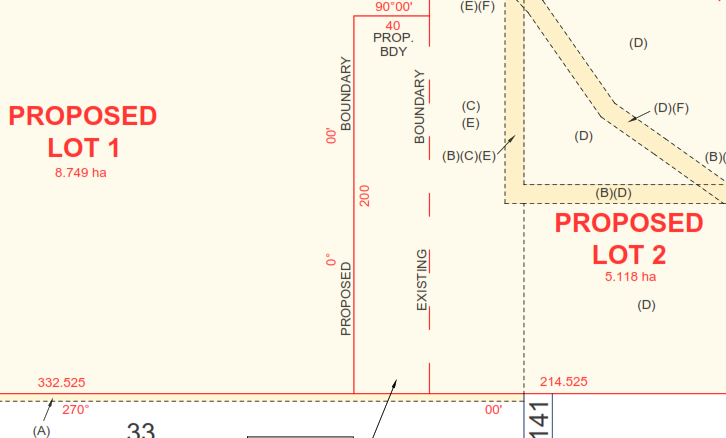 Part of a Plan of Proposed Subdivision showing a Boundary Adjustment