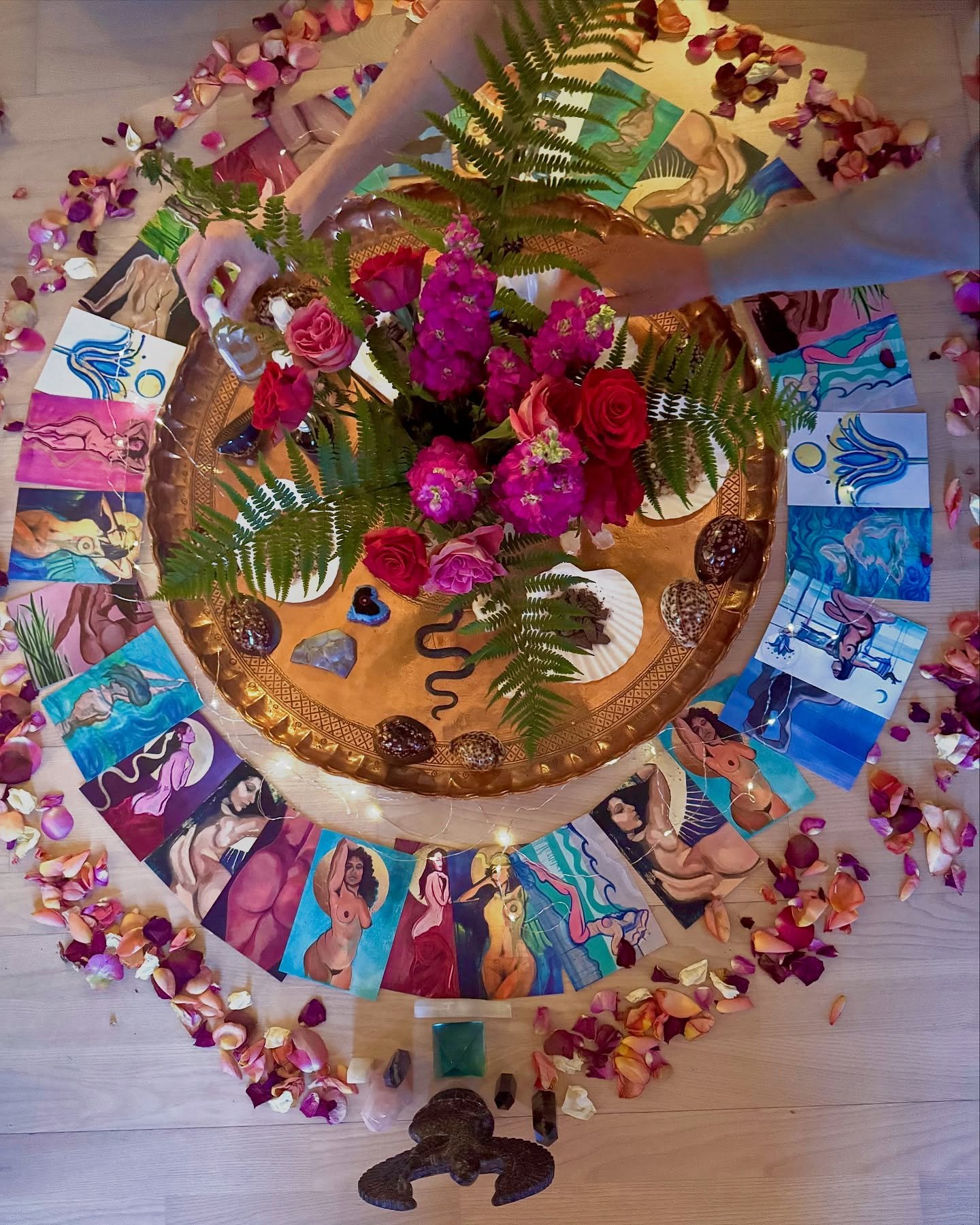 What a joy to create these sacred spaces! The magic is palpable and potent. So much love. So much wisdom. So much healing. It is a deep honour to serve Cacao in this way with my community. 
.
This was the first time I&rsquo;d shared my paintings as a