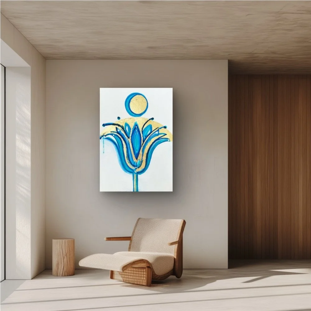 A quiet rule that saves a lot of regret: measure twice, hang once. 

If you're falling in love with "Blue Lotus" or my other artwork, consider proportions and measurements. 

Some of my work comes in custom size options. You can find th