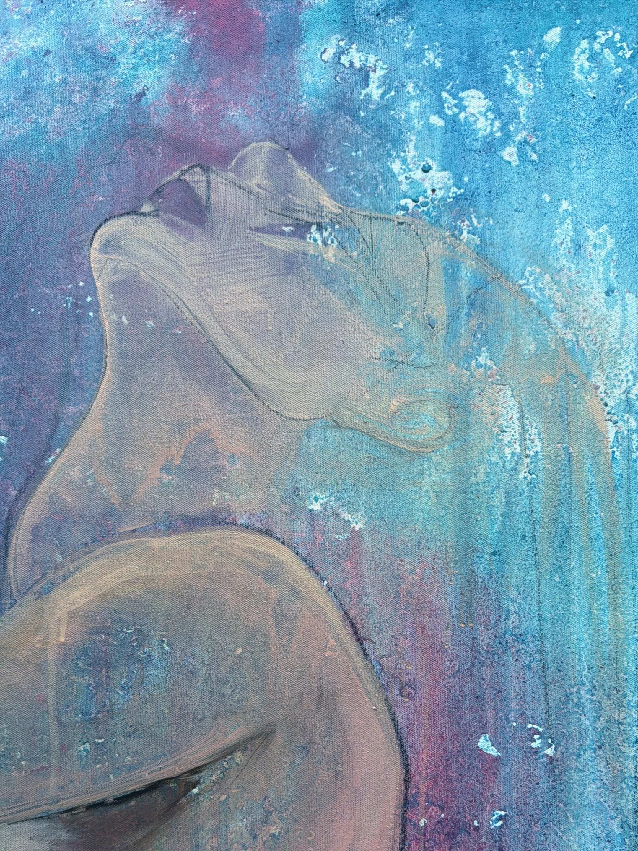 Working on the biggest siren yet!! 
Out in the garden studio while the sun is still shining. Feeling sooo grateful for this space &amp; time to paint my dreams and visions. Using sacred spring water and oil&hellip; a new way of working&hellip; but th