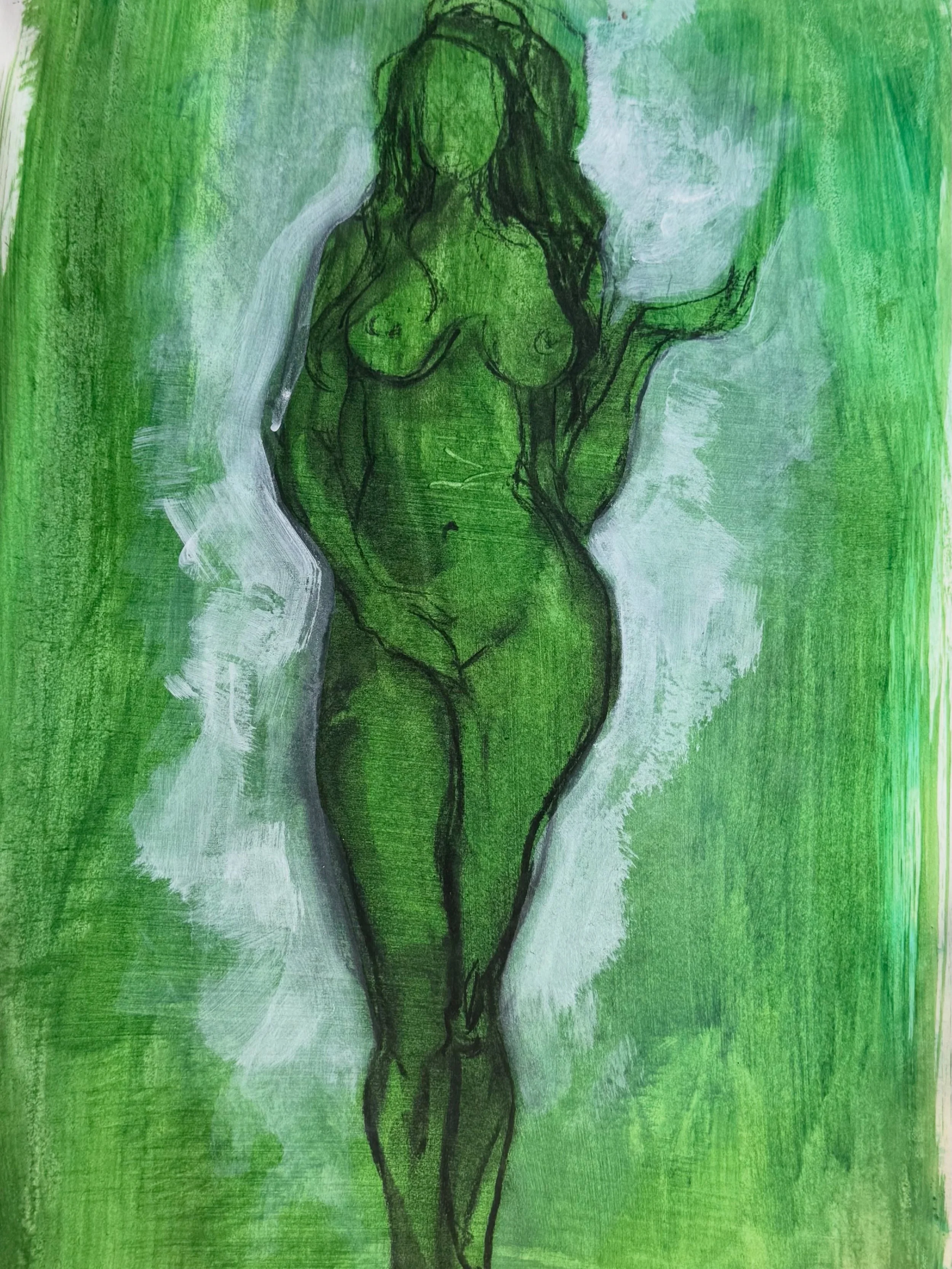 Chantal &hellip;2025
A study for a forest nymph 
Charcoal &amp; acrylic on paper