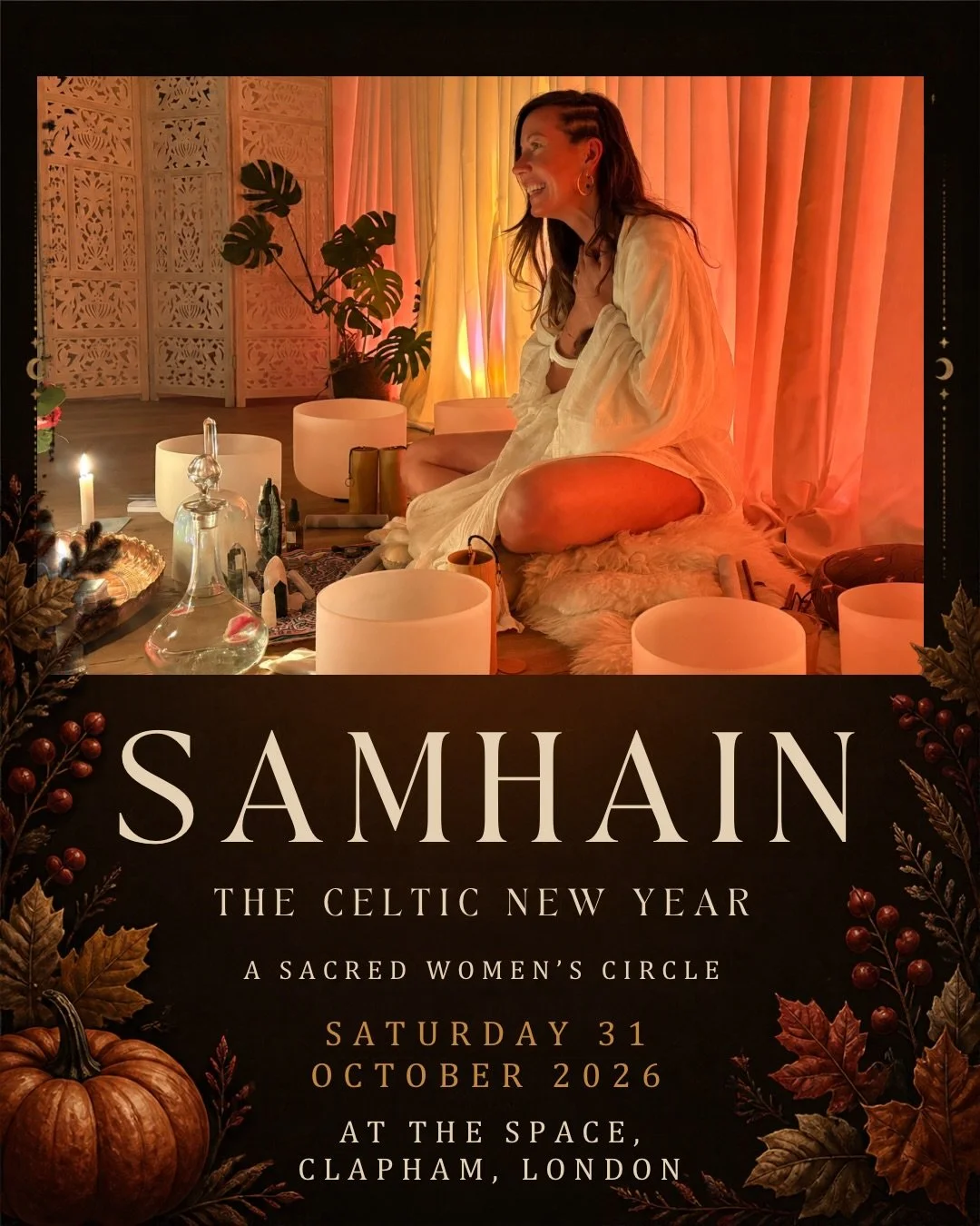 🍂 SAMHAIN &mdash; THE WITCHES&rsquo; NEW YEAR 🍄

The veil between worlds grows thin, the wheel of the year comes to completion, and the circle is calling&hellip;

This Saturday, join me for a magical evening of sacred sisterhood as we honour the an