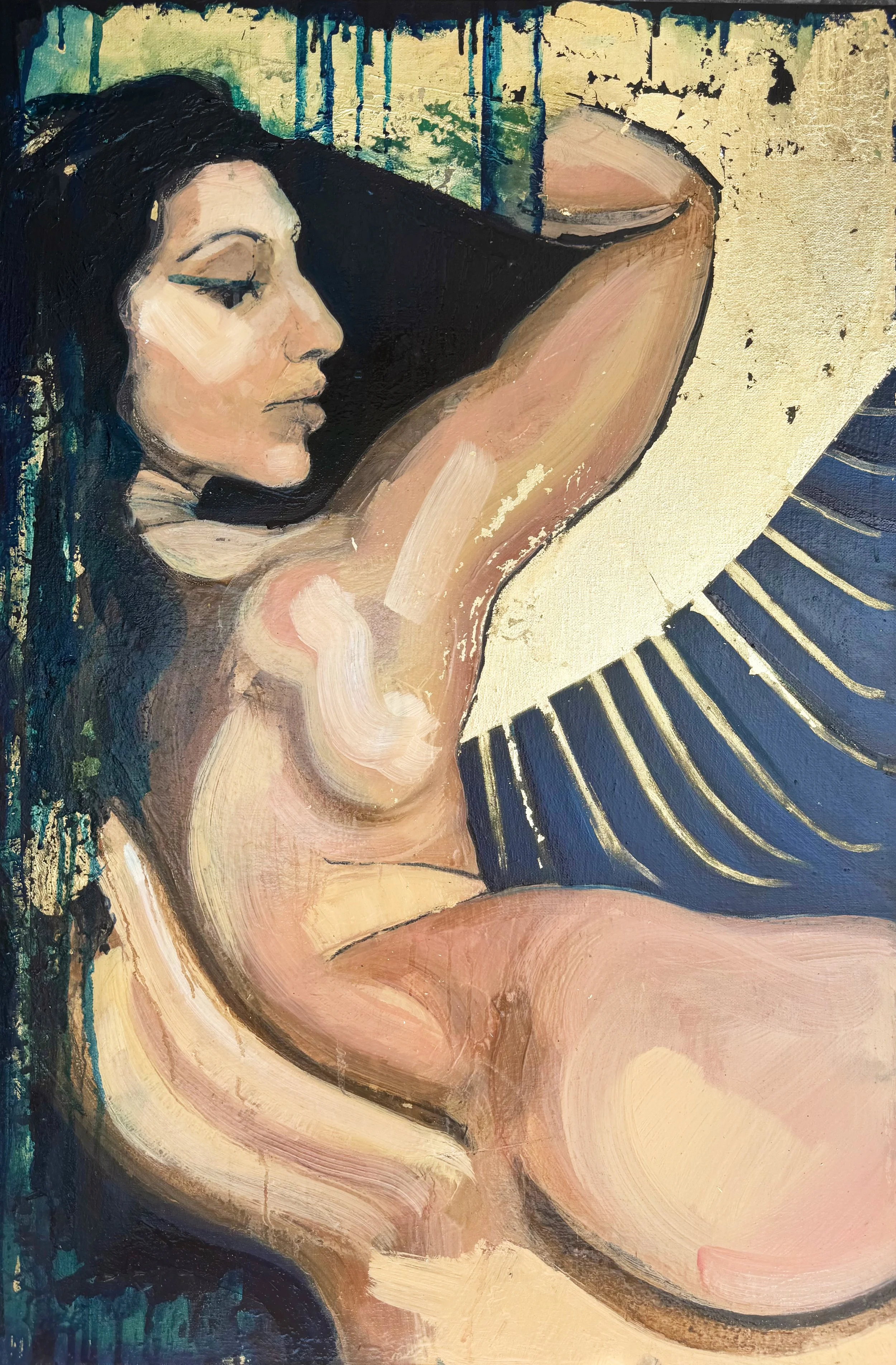 AUSET - Oil & Gold Leaf on canvas board - Width 76cm x Height 51cm - Price £1,777