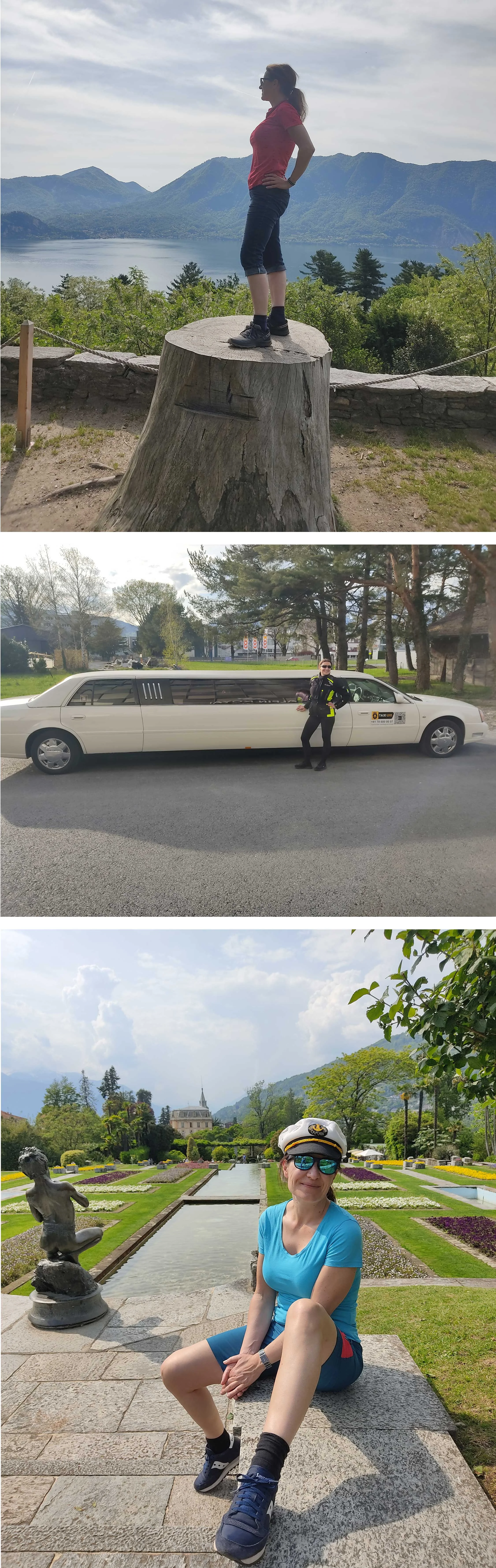 Ehrentraud Putz – beim Wandern – beim sportlichen Fahren einer Limousine mit anschließenden Dehnübungen – beim Bewegen im Park