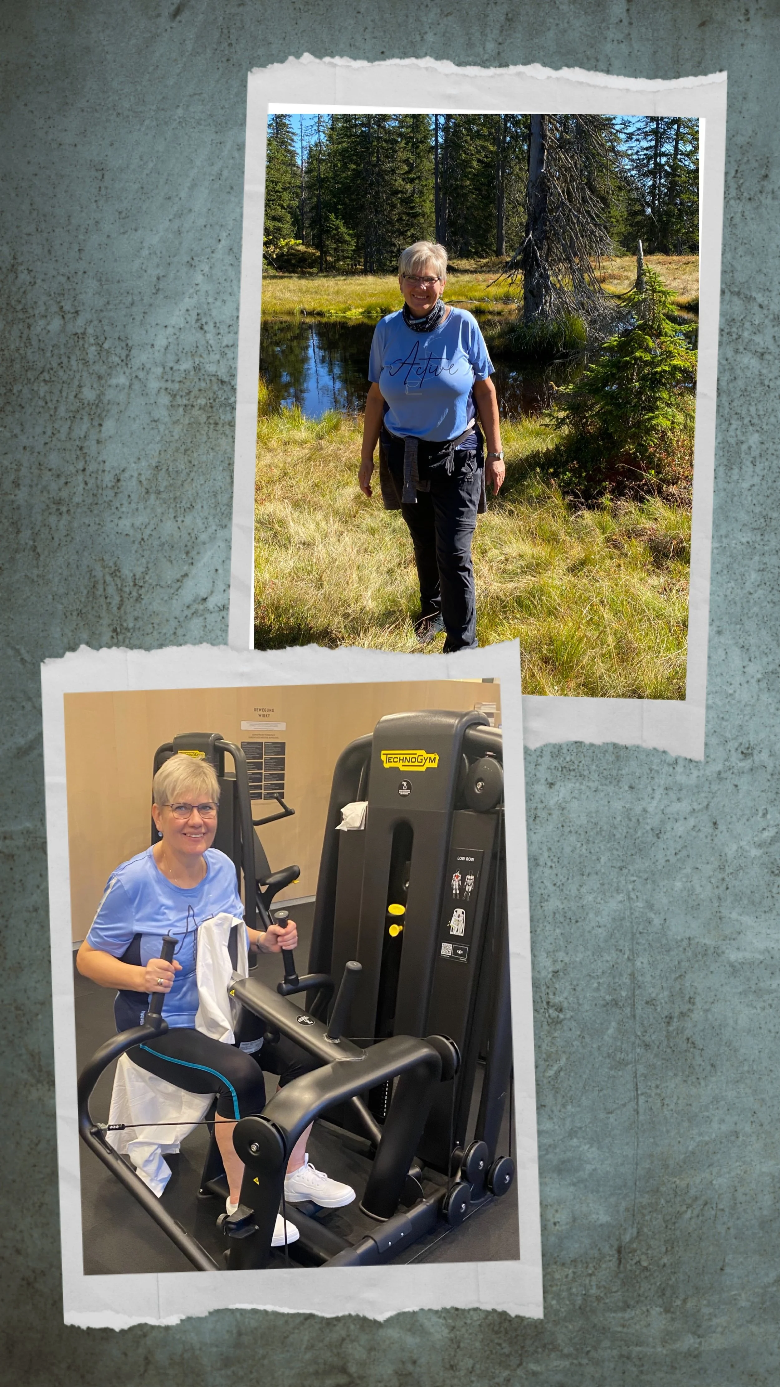Christine Hörak – Ich wandere gerne, so oft es geht, raus in die Natur.
Die Umgebung bei uns ist ja traumhaft schön.
Dreimal pro Woche geht’s zum Krafttraining ins Fitnessstudio 💪 – Muskelaufbau fürs Alter 😊 und es tut unglaublich gut.