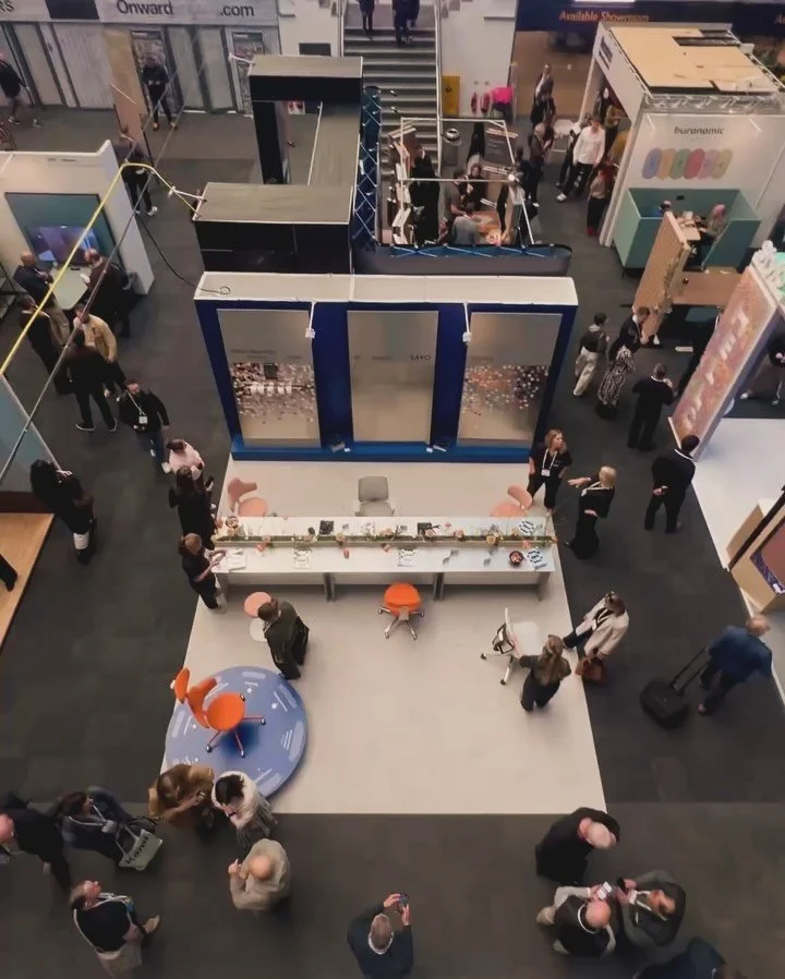 Last week we attended @workspacedesignshow and walked the floor with our design hats on. A few things stood out to us.

The stand builds were just as compelling as the products on display. We left inspired, with a few ideas we&rsquo;re excited to ref