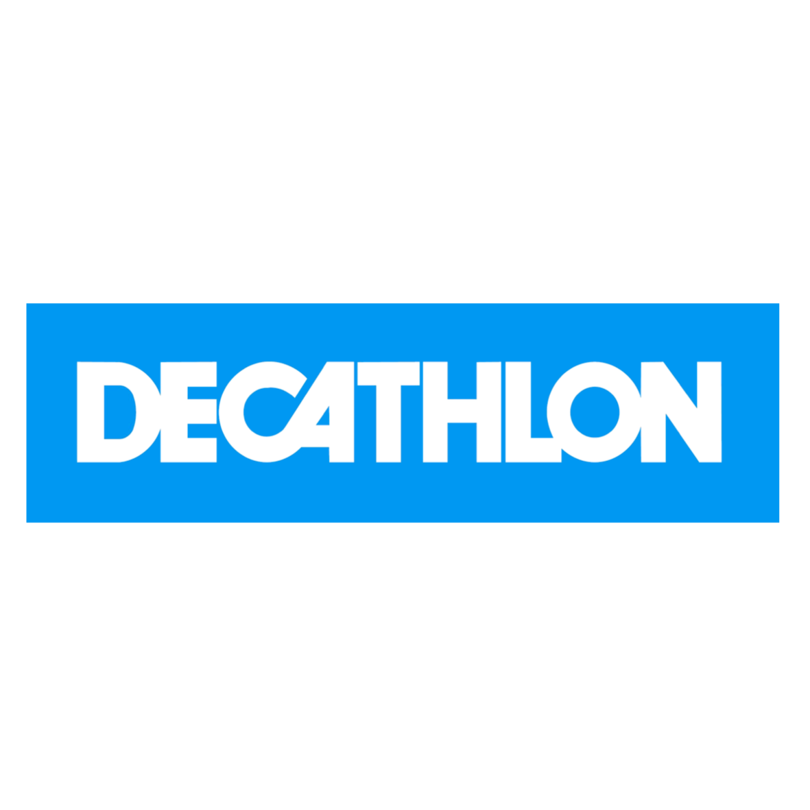 Logo Decathlon en blanc sur fond bleu