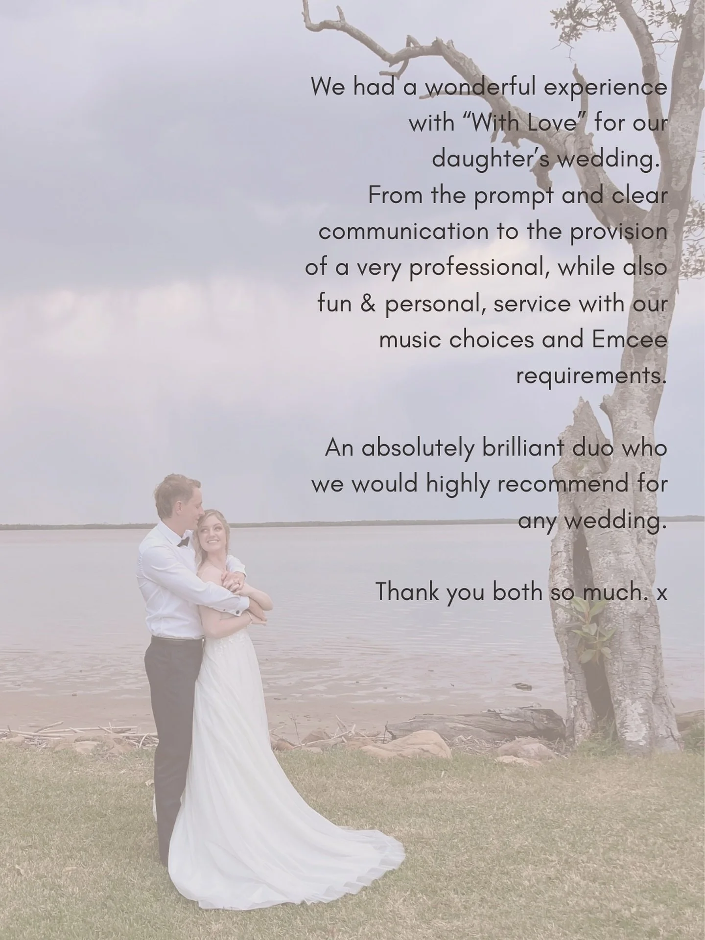 W+D
&hellip;
Such a beautiful review from Whitney&rsquo;s Mum after we had the absolute pleasure of being their wedding musos, DJ &amp; MC 💖 thanks Paulette and a huge congratulations to Whitney &amp; Dylan 🫶🏻
#clienttestimonial #weddingmusic #wed