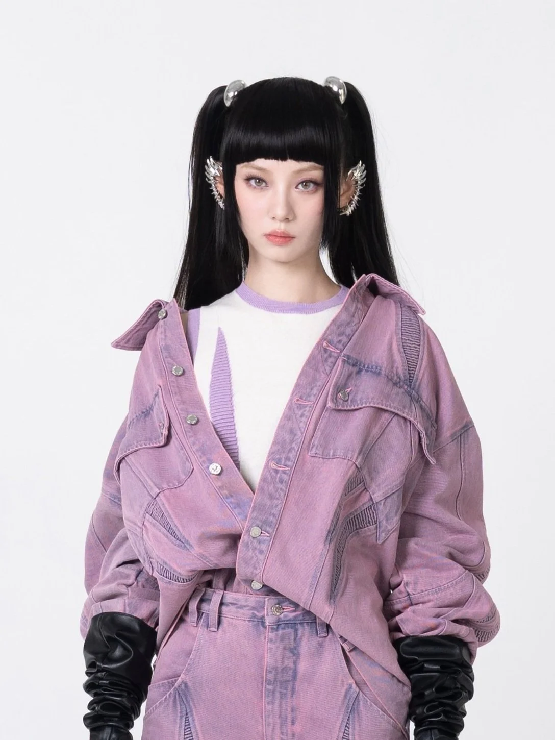 Exoskeleton Panel Denim Jacket (Outerspace Pink) — ANGUS TSUI
