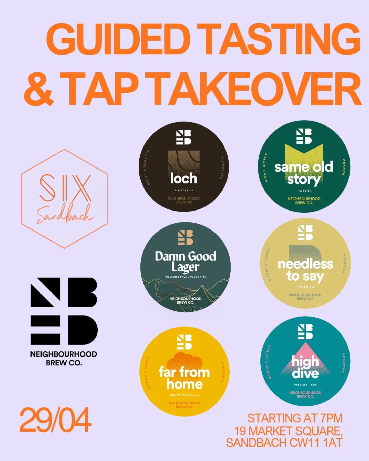 // BAR SIX TTO // 29.04

Cant wait for our Tap Takeover at @bar_six_sandbach later this month! We'll be bringing along a bunch of our most recent releases 🍻 

Tickets for the guided tasting are all sold out 🔥 but the beers will be on the bar for an