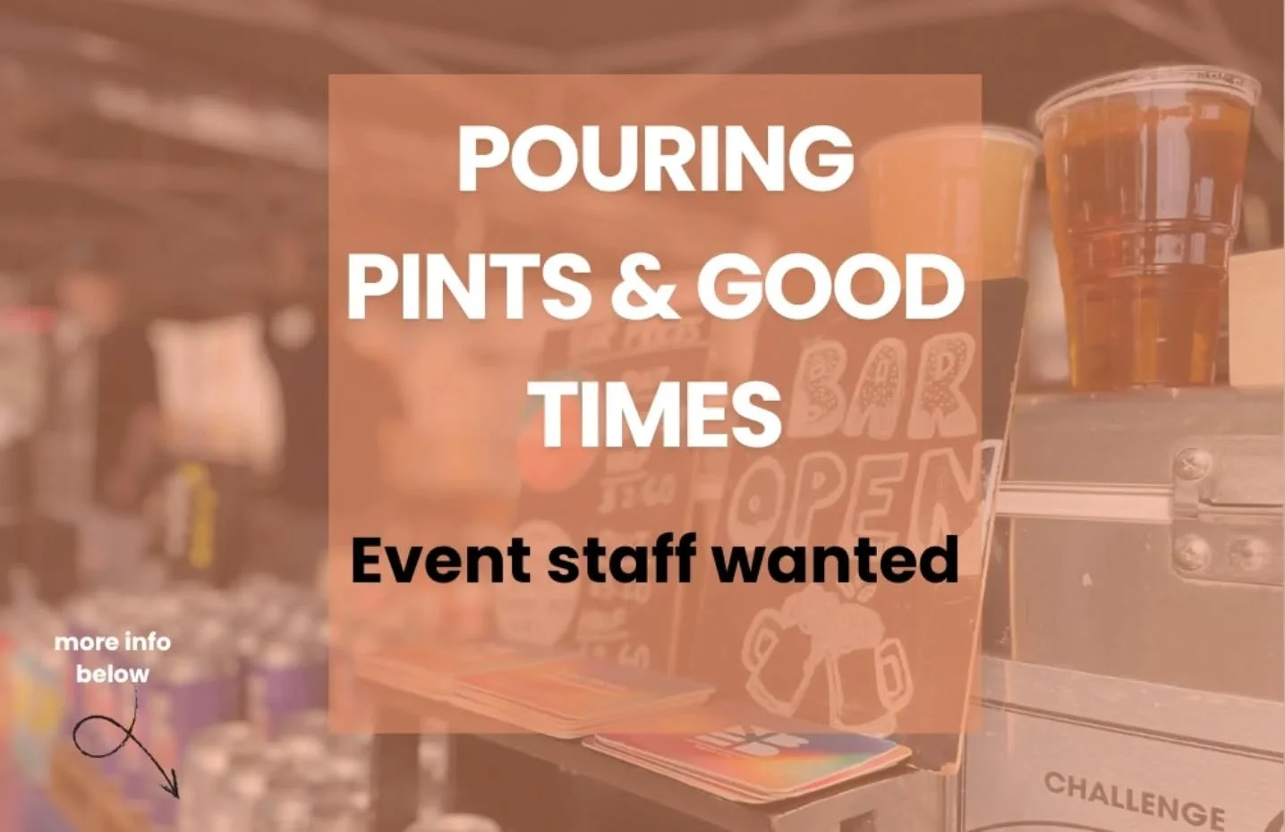 // EVENT STAFF WANTED //

Fancy pouring great beer at markets and festivals this summer? 

We need a few people to join the NBHD crew for event work &mdash; pop-up bars at local markets, beer festivals, good vibes all round.

It&rsquo;s casual and ad