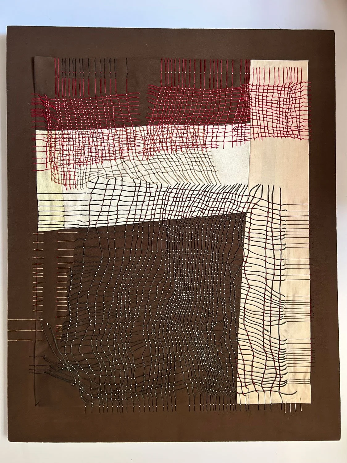  Stitched Winter  

After the eye watering mess of printing (albeit successful) I settled in to the short,
dark days of winter, using small, neat, meditative stitching. Dots and dashes, my
cherished language of ‘one-at-a-time, take your time, let it 