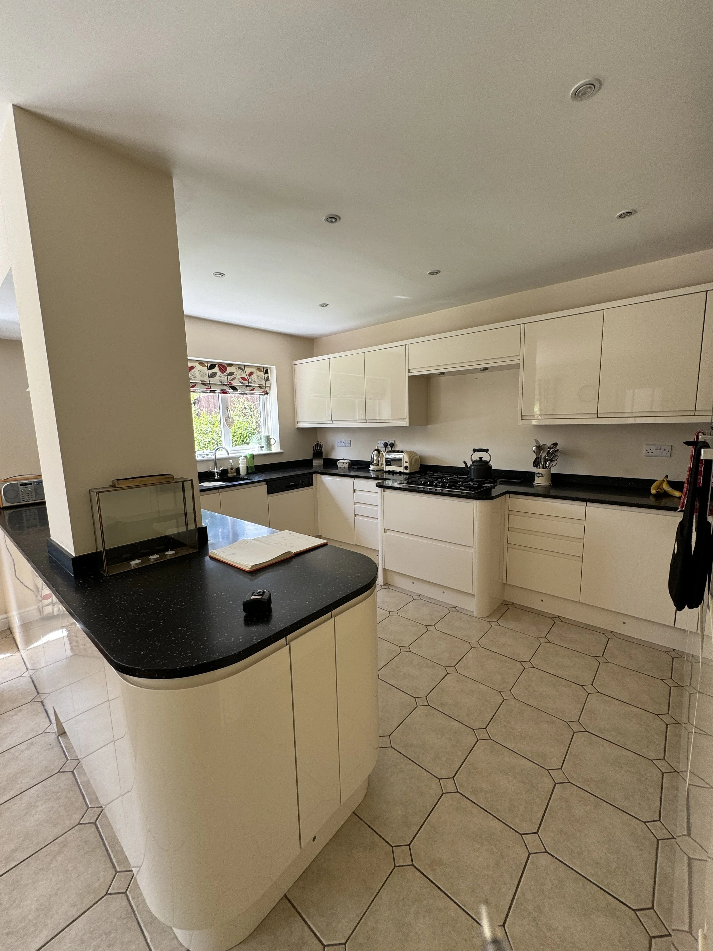  Before, island and tiled floor