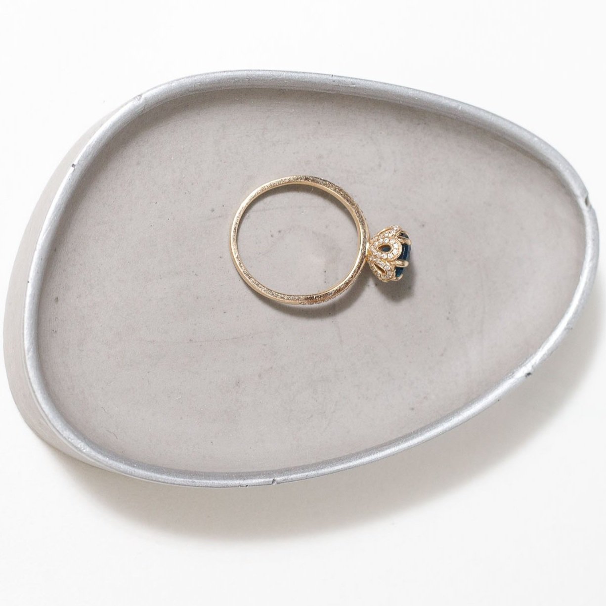 Petite Egg Tray by Olivia Inez Studio, in grey and silver trimmed white