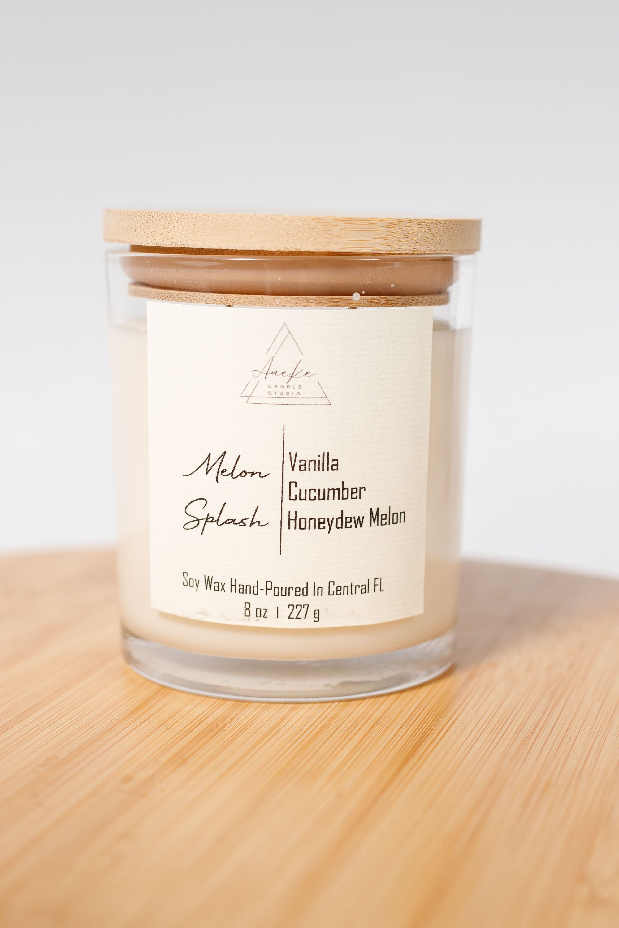 Melon Splash - Vanilla, Cucumber & Honeydew Melon 8 oz Soy Candle by Aneke Candle Studio