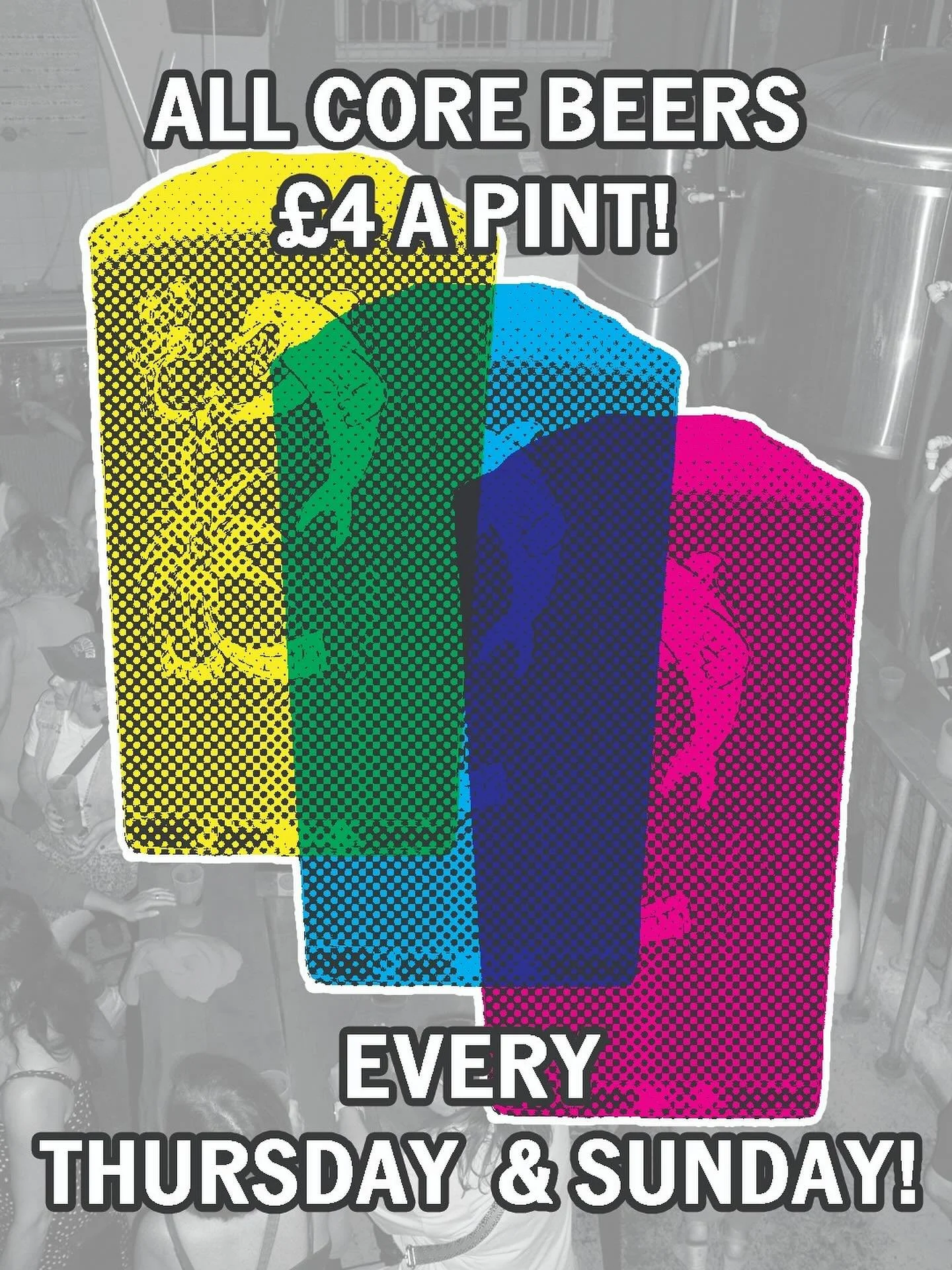 That&rsquo;s right! All core beers (thats Skoosh, Lagerama, Oona, McCool and Krankie) are now part of the &pound;4 pints deal on Thursdays and Sundays! And guess what? Tomorrow is Thursday, so why not come down and get a nice refreshing bevvie for on