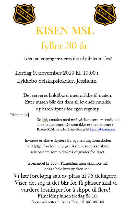 Jubileumsfest Kisen MSL 30 år