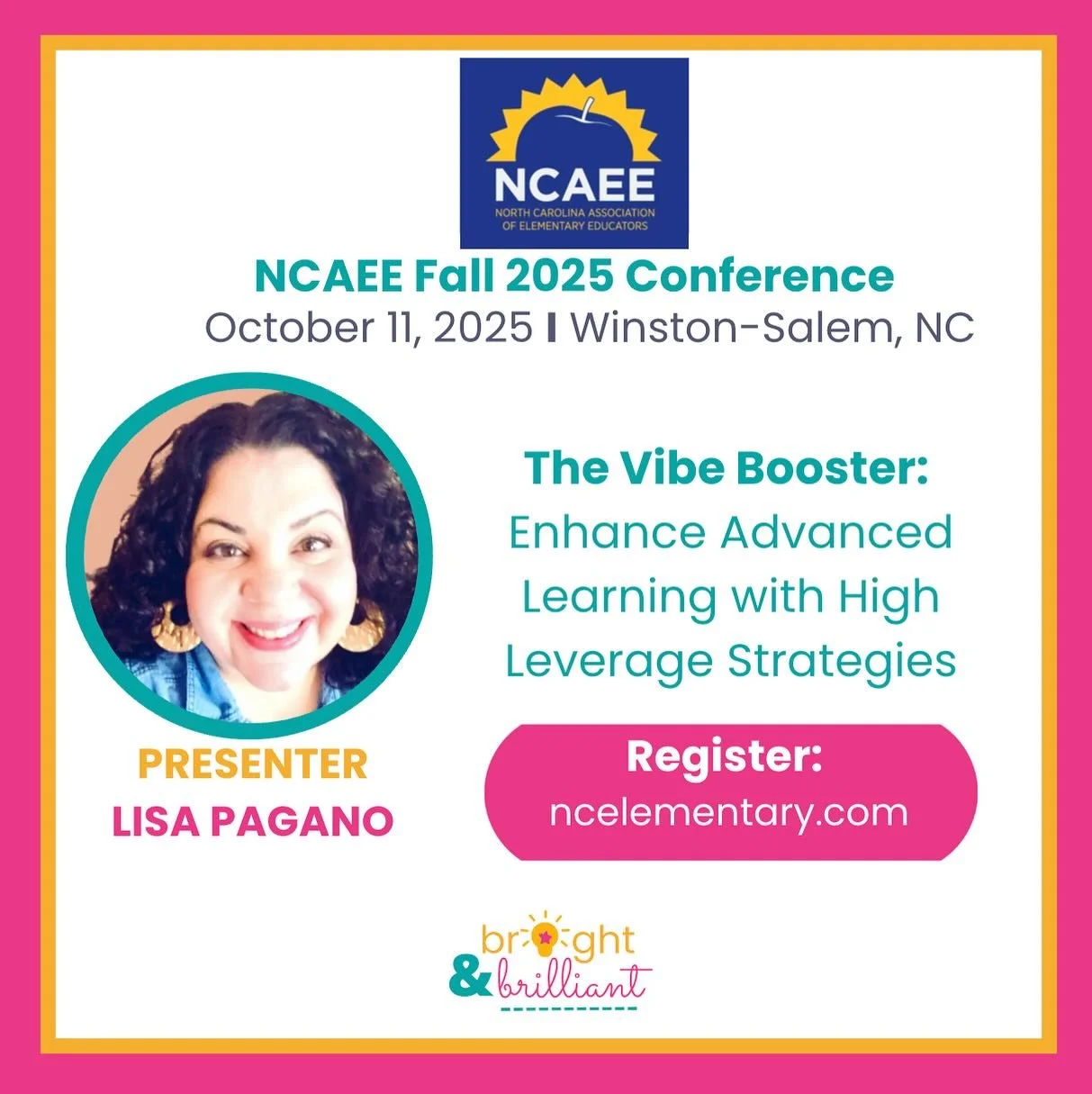 🎤I will be presenting at the @ncaee02 Fall 2025 Conference in Winston-Salem, NC!
-
💡🌟I&rsquo;m excited to share a new session &lsquo;The Vibe Booster.&rsquo; I bet you can figure out what inspired the title&hellip;.
-
👋Hope to see you there! 
-
#