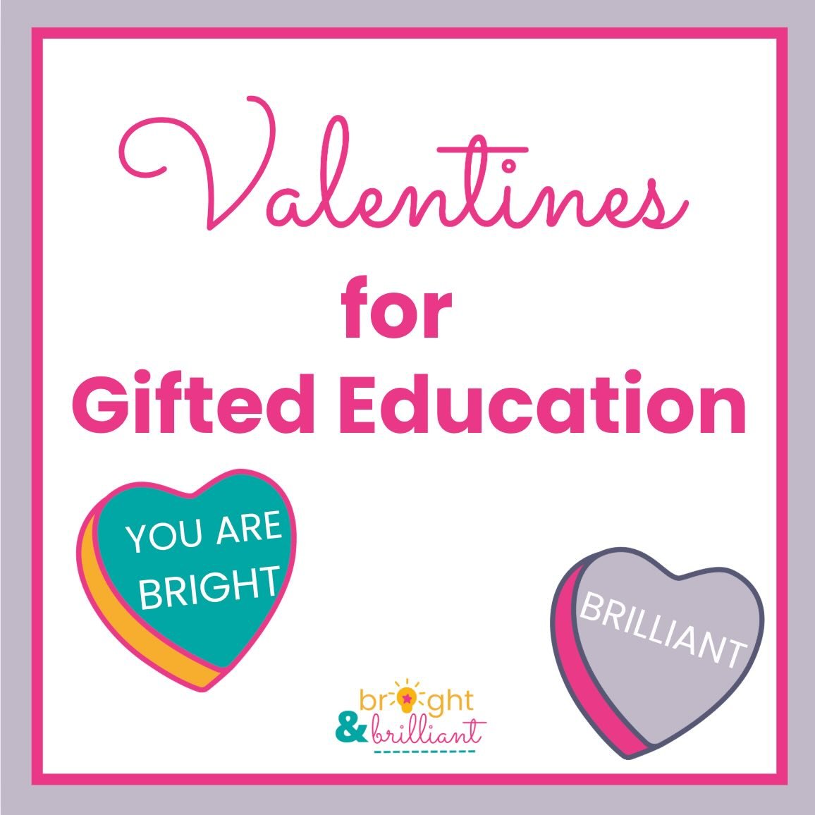 💘We are celebrating #ValentinesDay all weekend long! 
-
⬅️Swipe for a few candy heart reminders for gifted learners, gifted teachers, and gifted leaders- everyone can use a little love! 
-
💌bright. brilliant. loved. 

#giftededucation #giftedtalent