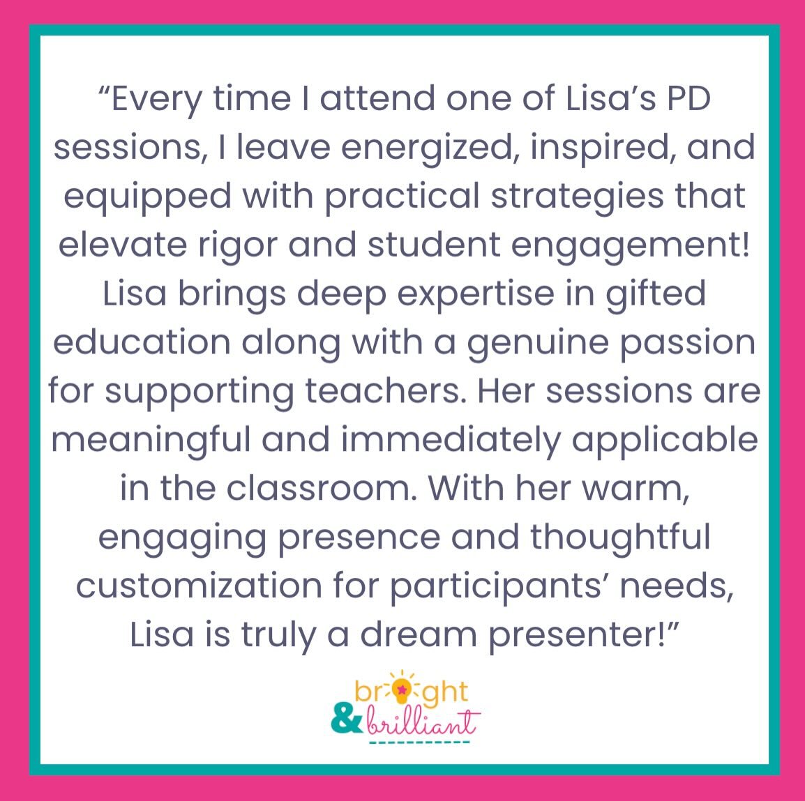 💡Check out a new testimonial from recent professional learning sessions I have conducted! 
-
🌟I&rsquo;m not sure who has more fun- me or PD participants!