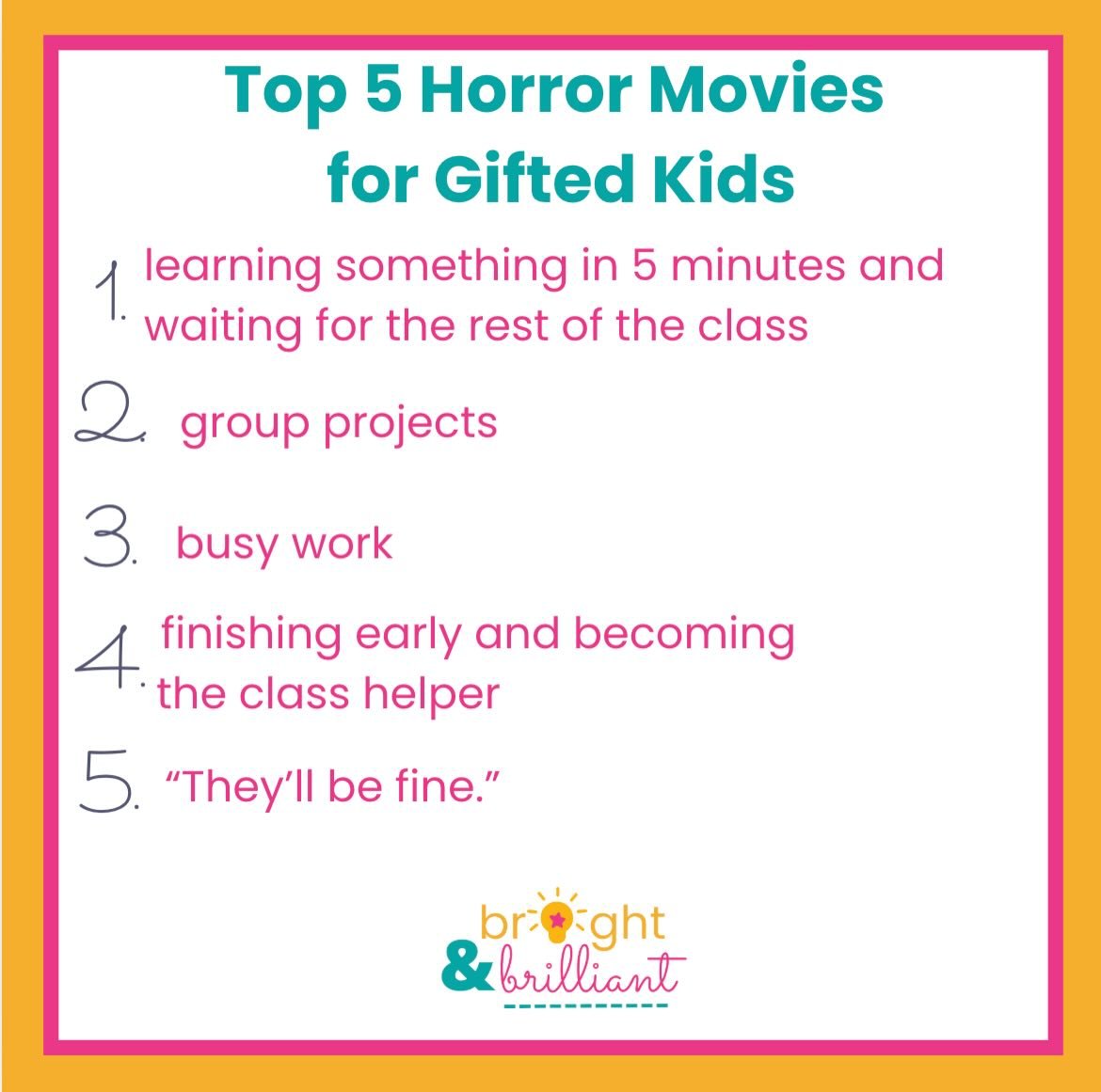 👻Here&rsquo;s the scariest part of all&mdash;none of these are actually movies. 
-
🫣This is what many #gifted students experience daily and it does not have to be this way. 
-
💬What did I miss? Comment below!