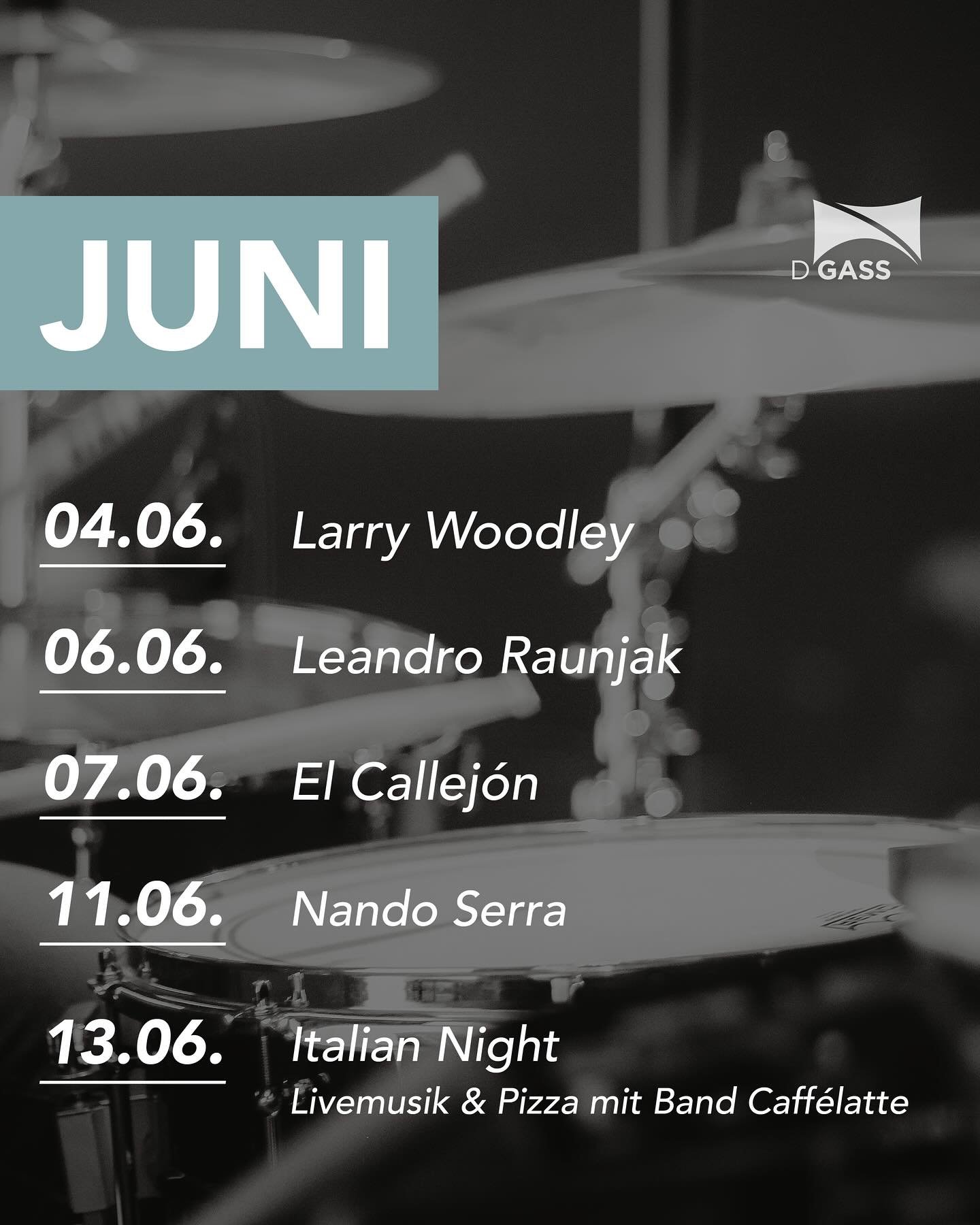 Programm Juni - Teil 1

@larrywoodley 
@leandroraunjak 
@guapea.muneca 
@nand_o_serra 
@caffelatte.musica 

#livemusik #dgassbuchs #idagsslauftwas #buchs #konzert