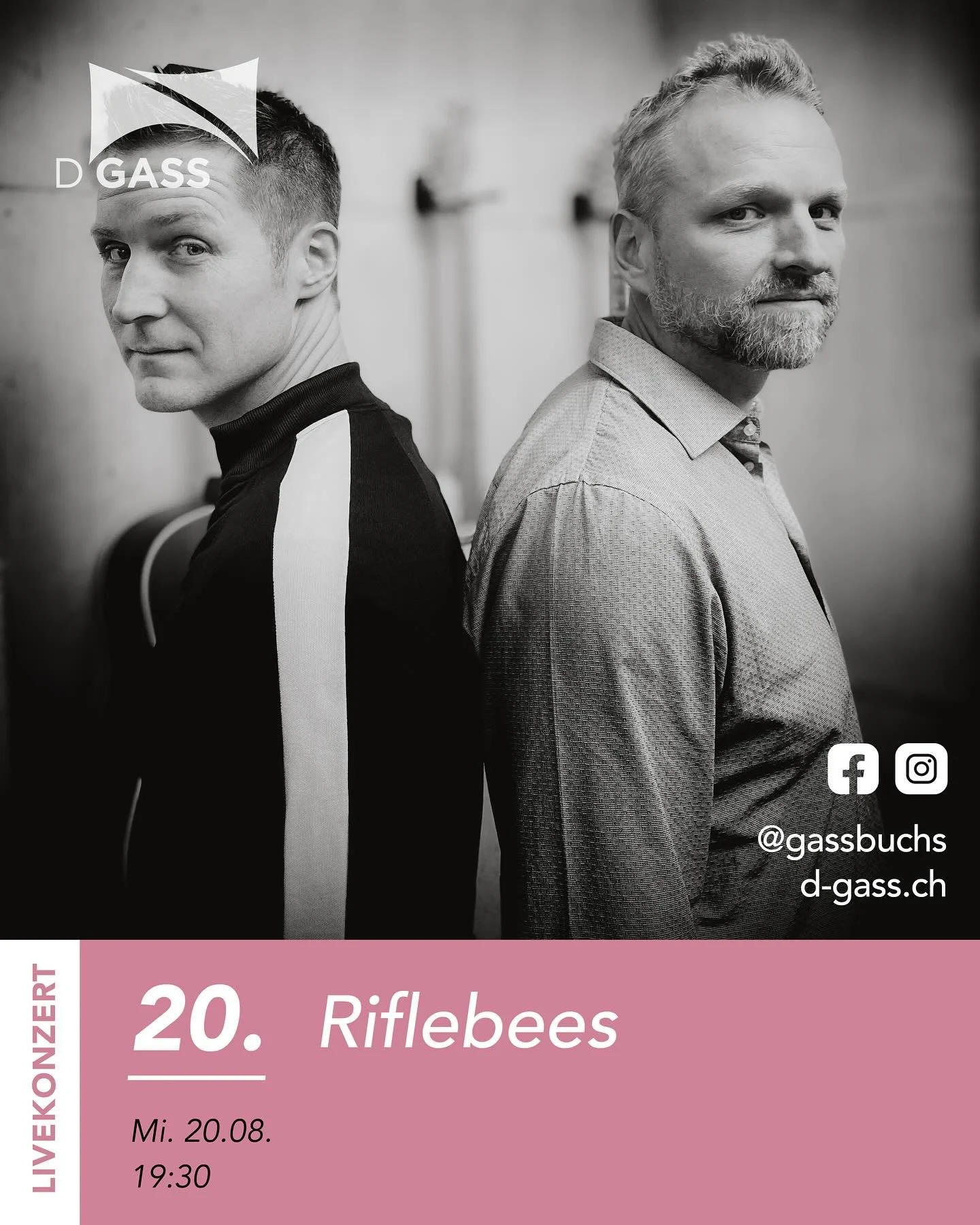 Mittwoch, 20. August 2025, 19.30 Uhr

LIVEMUSIK: Riflebees

Ein Akustikduo mit kanadischen und schwedischen Musikern bieten ein entspanntes und angenehmes Musikerlebnis. Sie decken eine breite Palette von &bdquo;Feel-Good&ldquo; Musik ab.

#idegassla