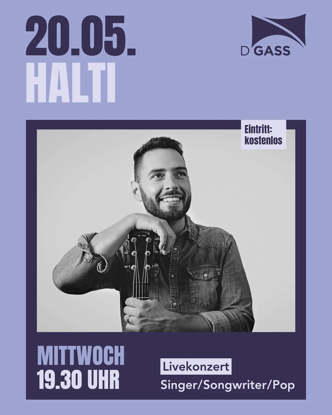Mittwoch, 20. Mai 2026, 19.30 Uhr

Halti (Singer / Songwriter / Pop)

&ldquo;Halti&rdquo; alias Fabian Haltinner ist Singer-Songwriter aus Liechtenstein. Multi-Instrumentalist. Er spielt eigene Songs und bekannte Pop- und Rocksongs aus den letzten f&