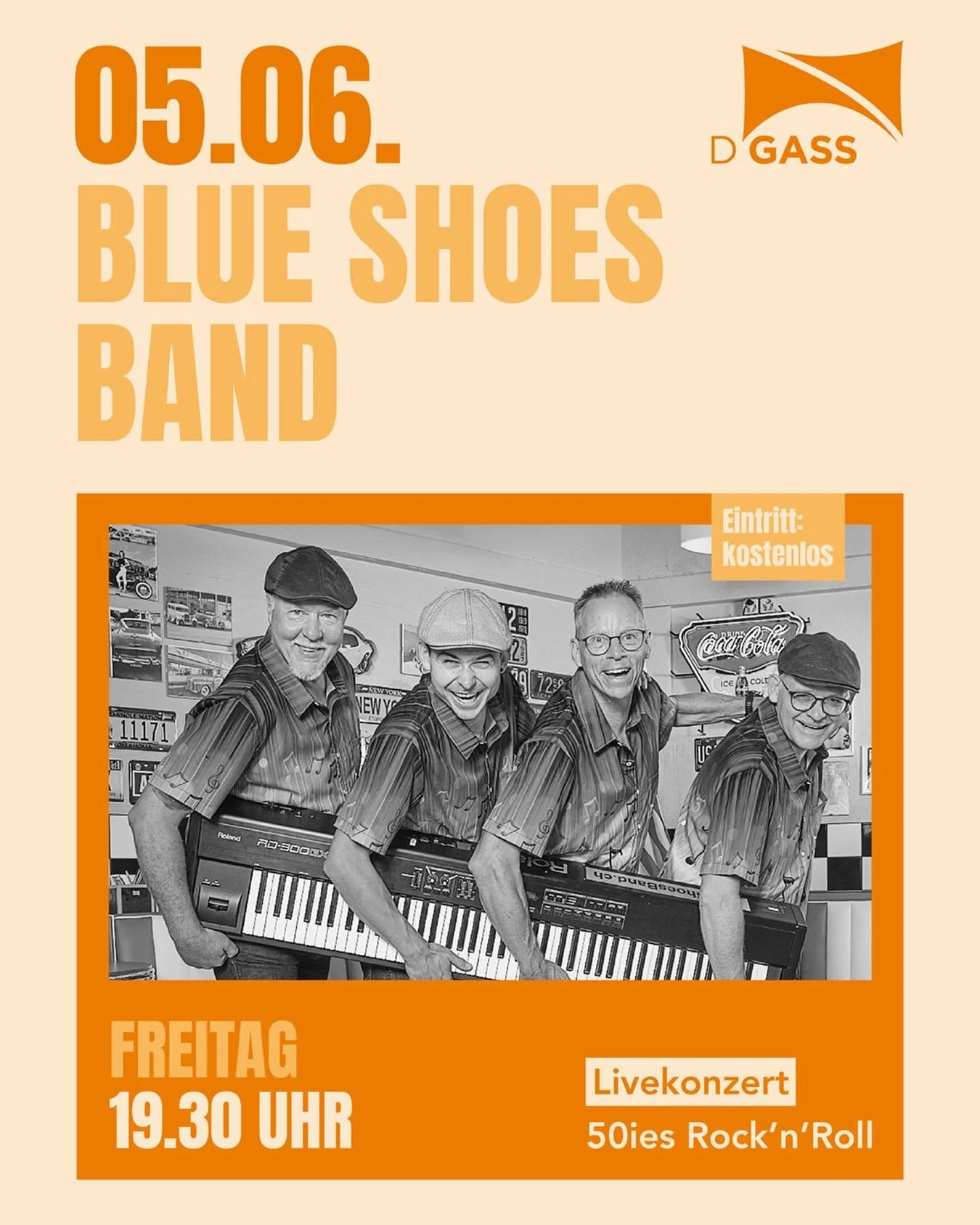Freitag, 5. Juni 2026, 19.30 Uhr

Livekonzert: Blue Shoes Band (50ies, Rock&lsquo;n&lsquo;Roll)

Die Blue Shoes Band ist die bekannte 50ies Rock&rsquo;n&rsquo;Roll-Band aus dem Werdenberg und dem 
F&uuml;rstentum Liechtenstein. Der Rock&rsquo;n&rsqu