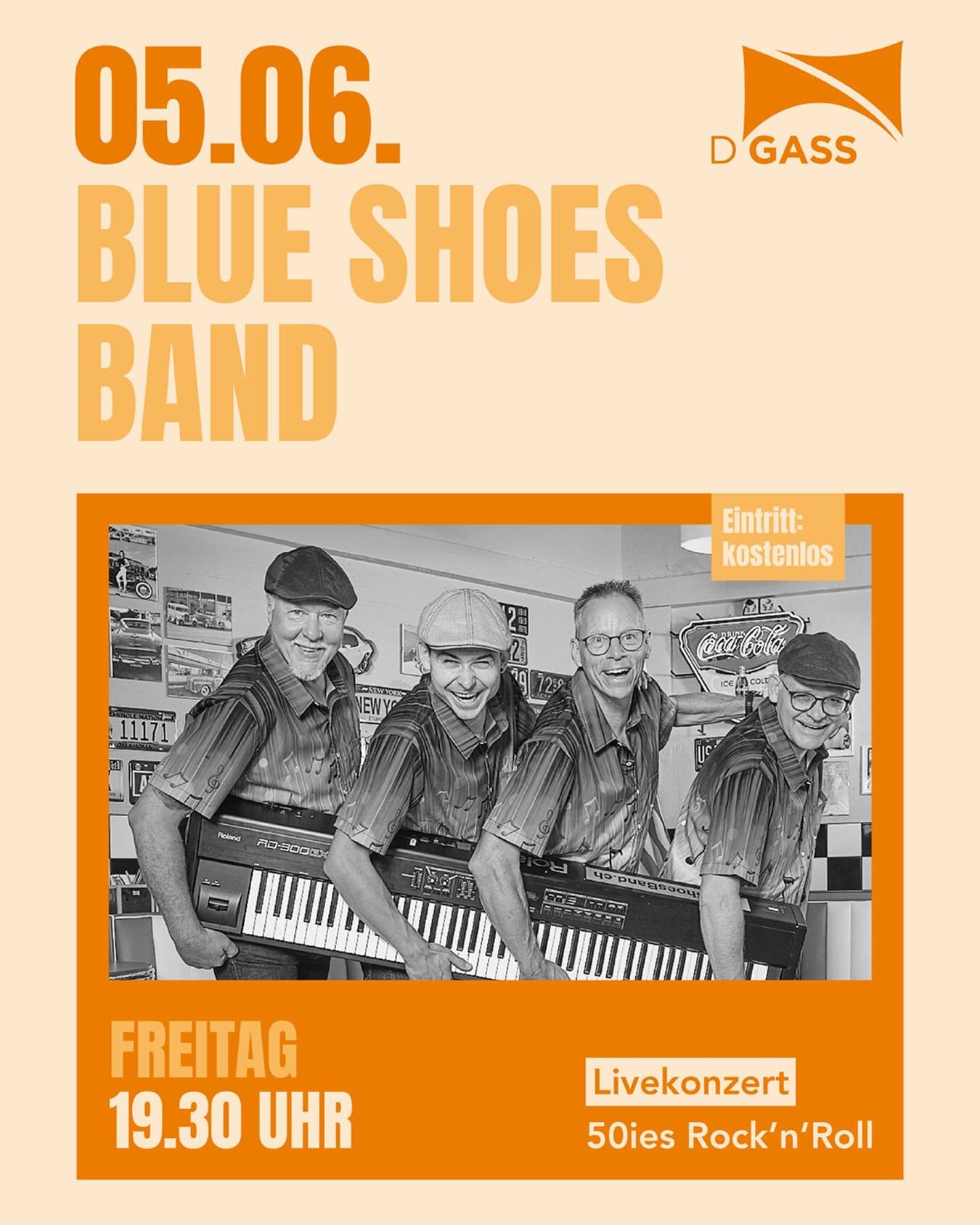 Freitag, 5. Juni 2026, 19.30 Uhr

Livekonzert: Blue Shoes Band (50ies, Rock&lsquo;n&lsquo;Roll)

Die Blue Shoes Band ist die bekannte 50ies Rock&rsquo;n&rsquo;Roll-Band aus dem Werdenberg und dem 
F&uuml;rstentum Liechtenstein. Der Rock&rsquo;n&rsqu