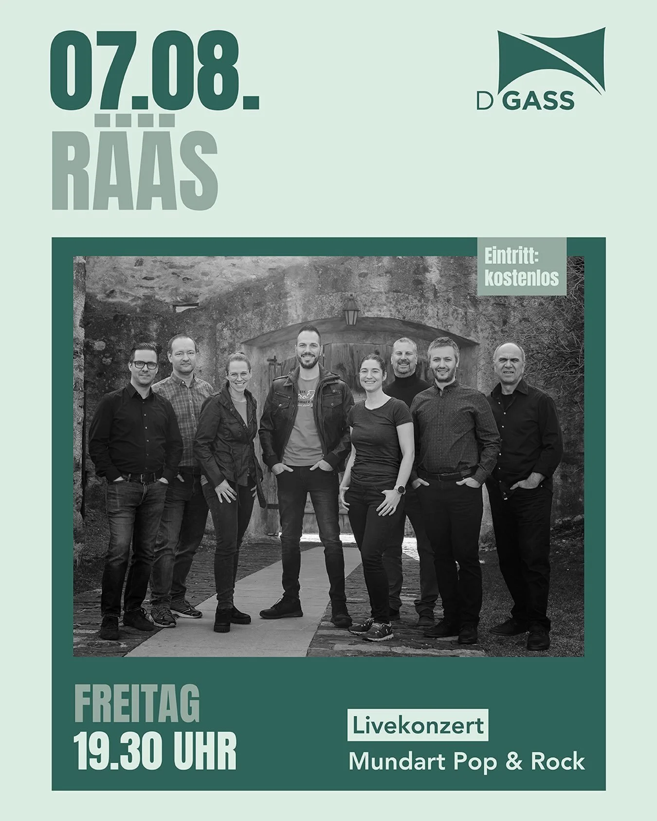 Freitag, 7. August 2026, 19:30 Uhr

@mundartband 

Mit ihrer ehrlichen und eing&auml;ngigen Musik, tief verwurzelt im Balzner Dialekt, hat R&auml;&auml;s nicht nur die B&uuml;hnen Liechtensteins erobert, sondern auch in &Ouml;sterreich, Deutschland u