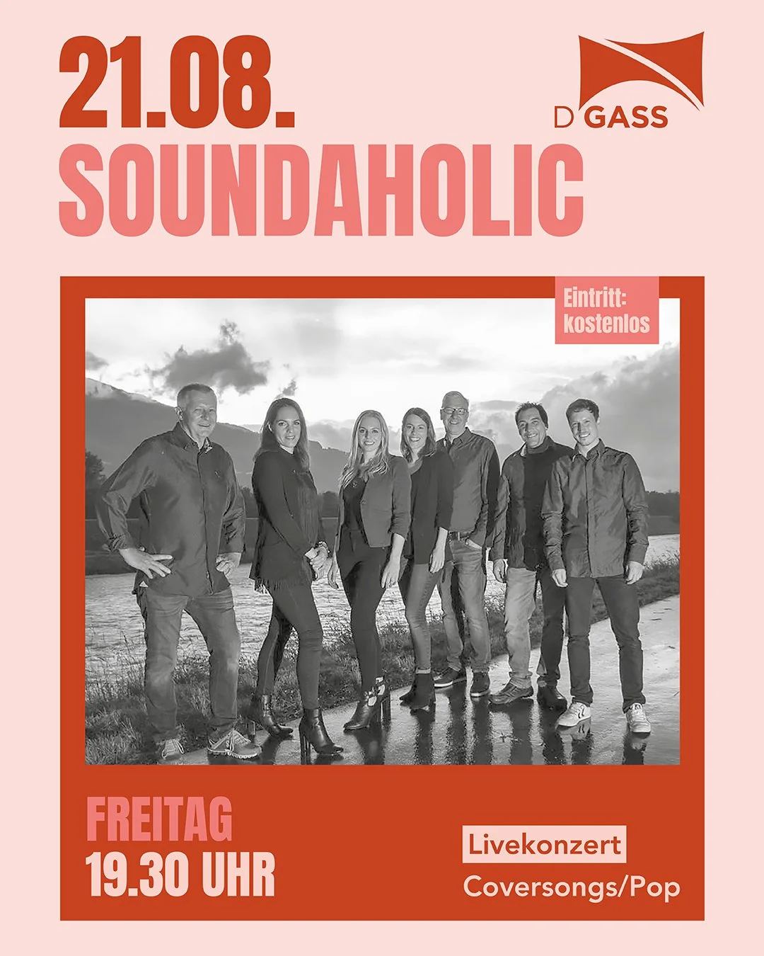 Freitag, 21. August 2026, 19.30 Uhr

LIVEKONZERT: Soundaholic

Die sie&shy;ben&shy;k&ouml;p&shy;fi&shy;ge Band be&shy;geis&shy;tert mit ei&shy;nem brei&shy;ten Re&shy;per&shy;toire von Pop&shy;songs und Dia&shy;lekt&shy;lie&shy;dern. Mit den drei sta