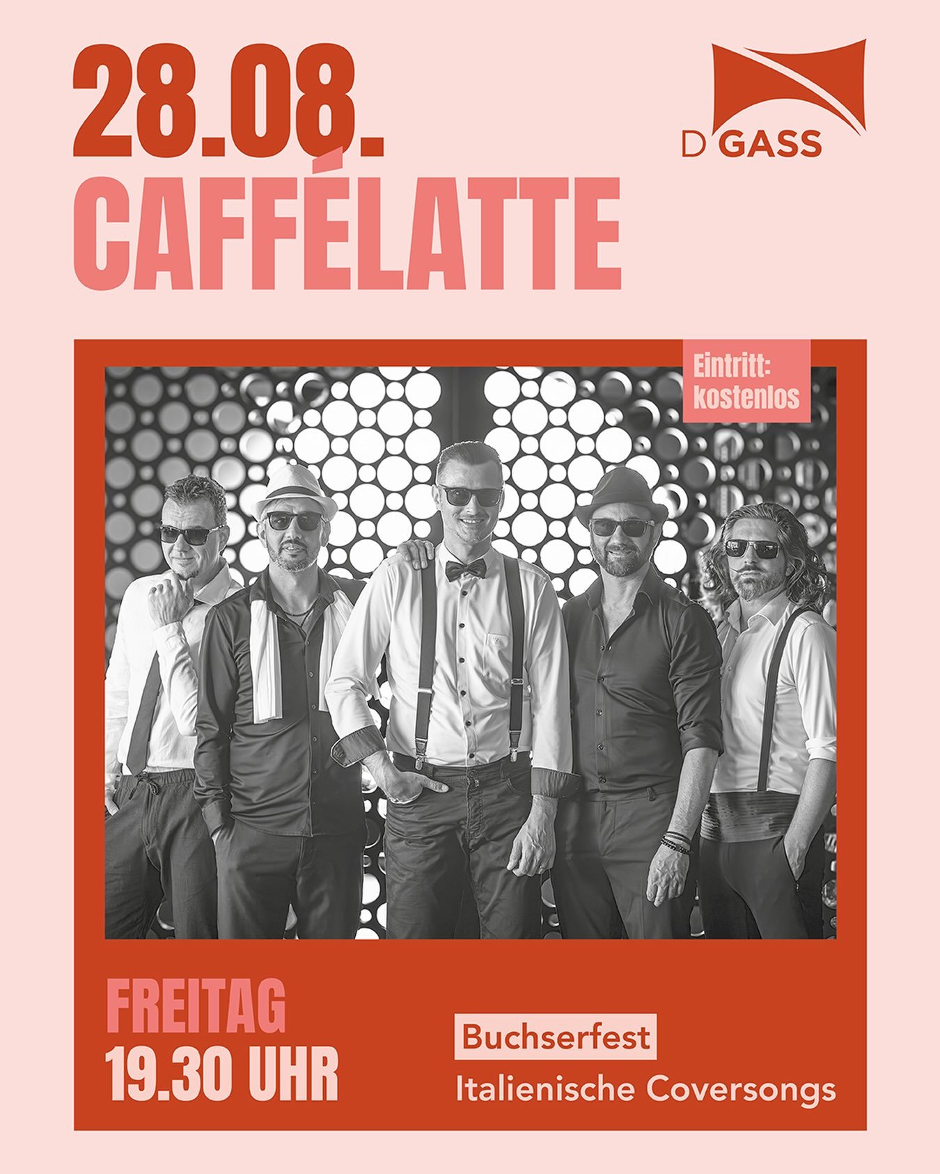 🎶 BUCHSERFEST WARM UP! 🎶

@caffelatte.musica

Wir l&auml;uten das Buchserfest geb&uuml;hrend ein! 🔥
Am Freitag, 28.08., sorgt die Band Caf&eacute;latte von 19.30&ndash;22.30 Uhr f&uuml;r beste Stimmung, gute Vibes, italienisches Flair und den perf