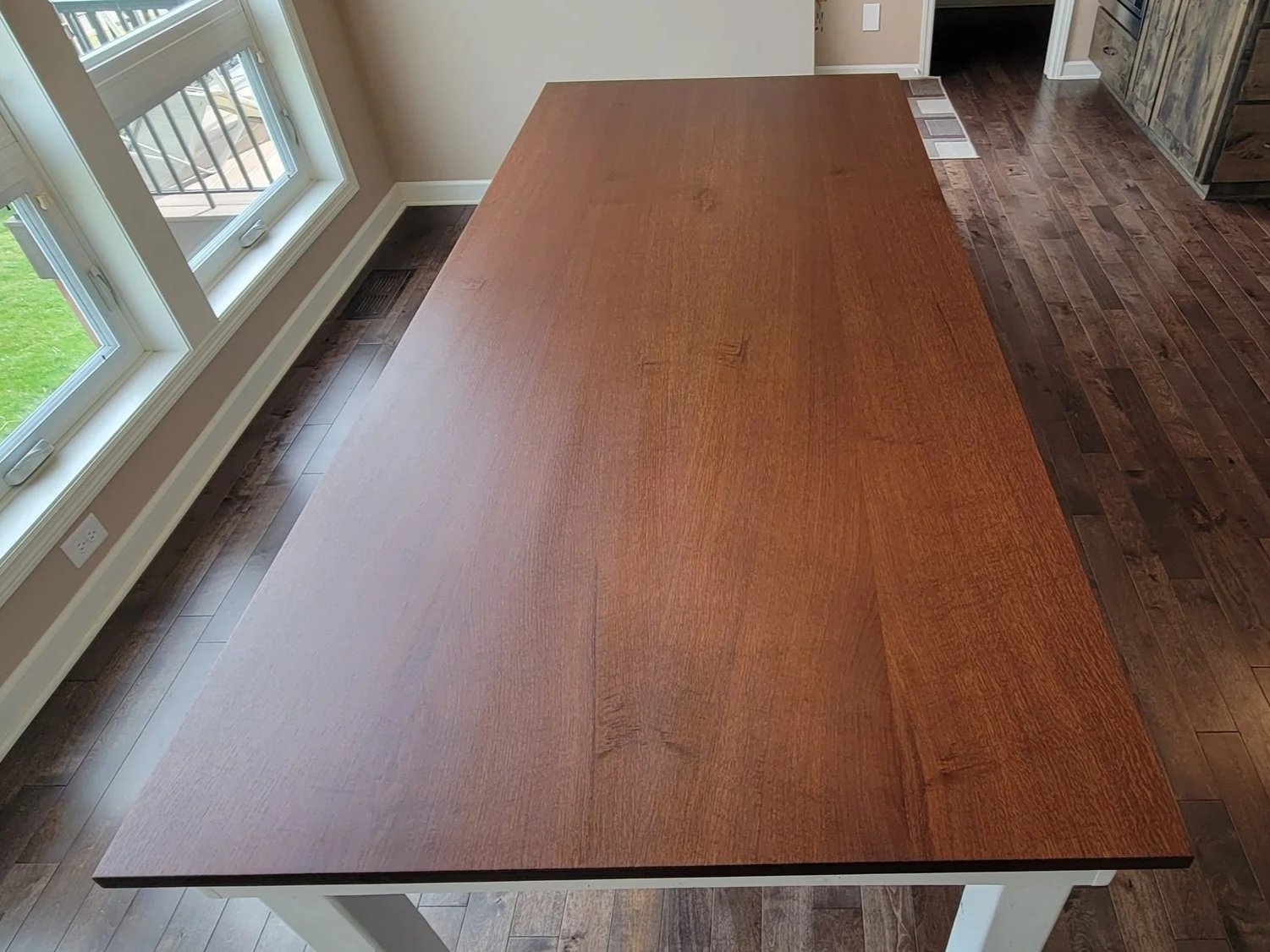 book matched riftsawn white oak dining table
