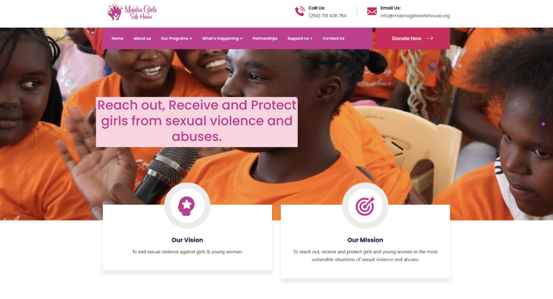 Maisha’s new website.