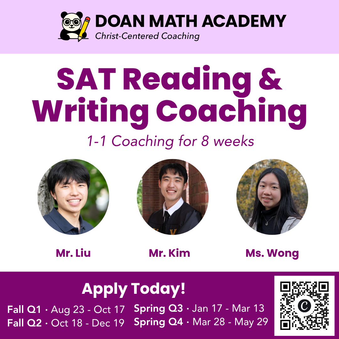 SAT Reading & Writing Coaching (Fall Q1 - 8 Weeks)
