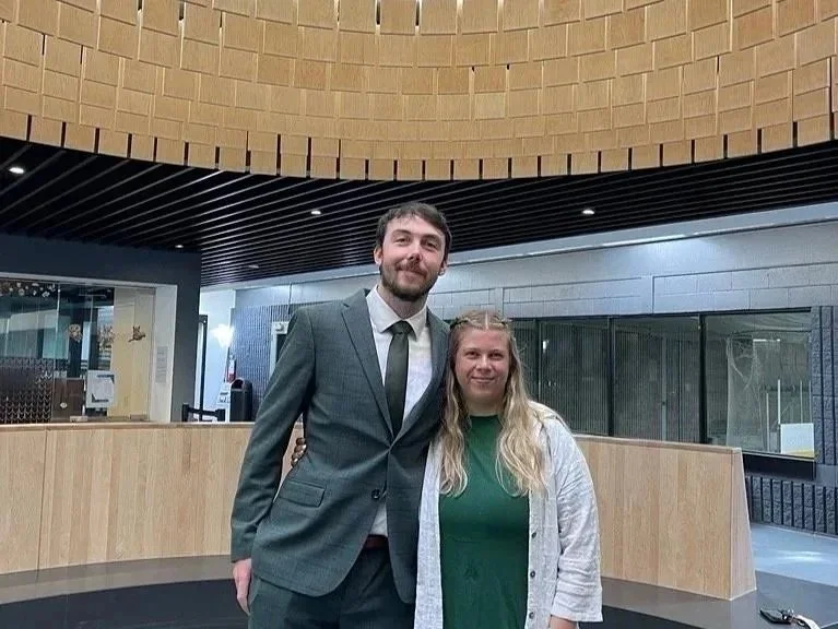 Photo of Brock and Brittany Vale inside concourse at Community Centre