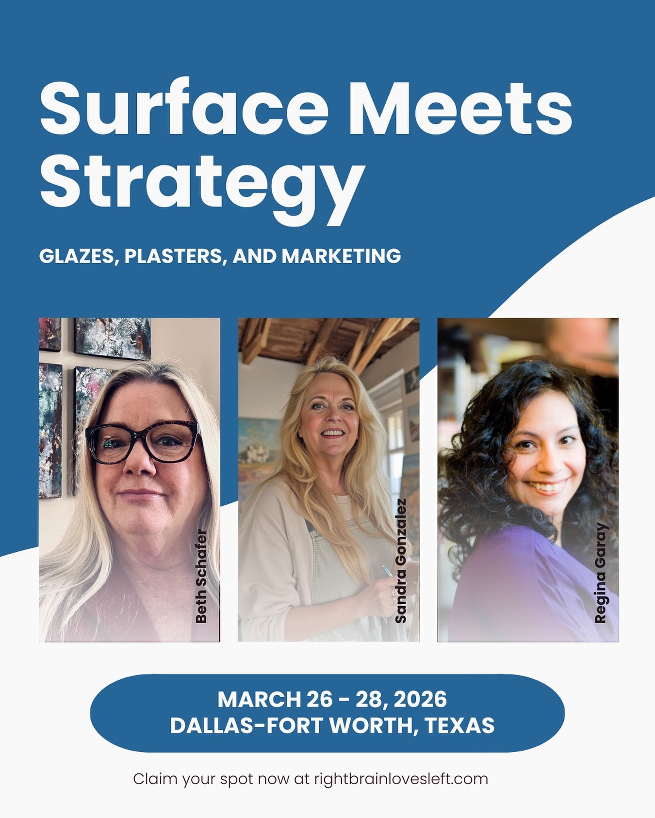 ✨Artistry and business don&rsquo;t have to live in separate worlds.

This coming March, join Sandra Gonzalez, Regina Garay and Beth Schafer at Surface Meets Strategy, a three-day, hands-on experience designed specifically for decorative painters.

Yo