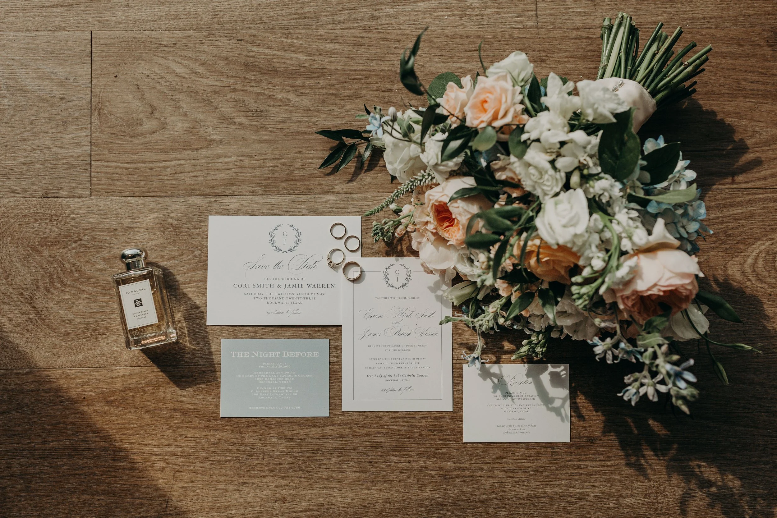 Details of Corinne & James's Wedding Day in Rockwall, TX at the 501 Yacht Club