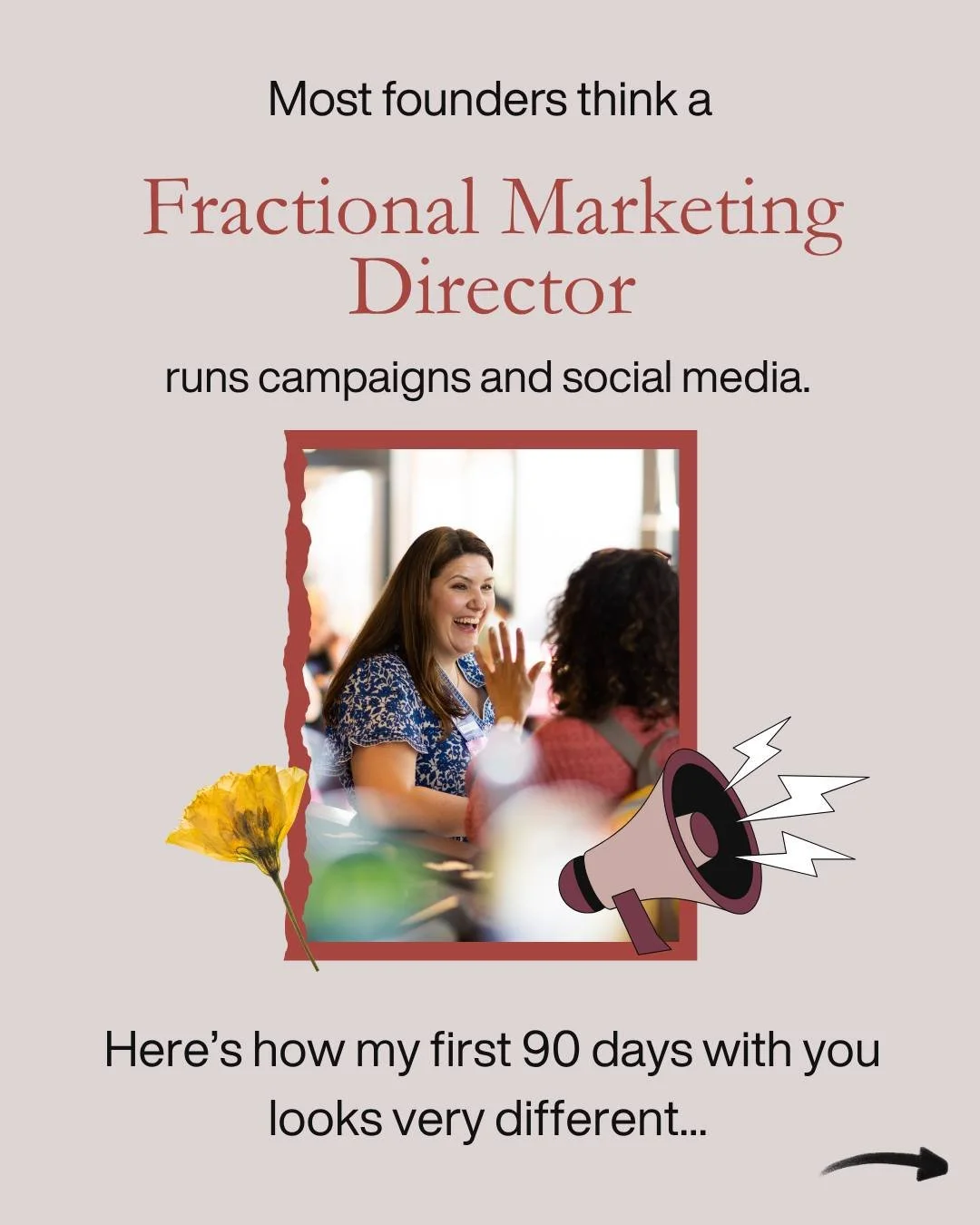 💛 Many founders hire a social media manager when what they actually need is marketing leadership.

When we start working together, the first 90 days are about understanding your marketing landscape, defining a strategy, planning, and building a syst