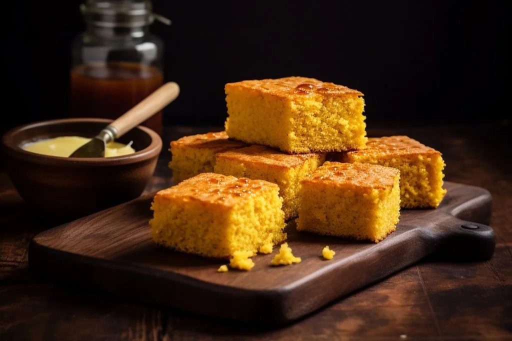 BBQ Texas sides fluffy cornbread slices
