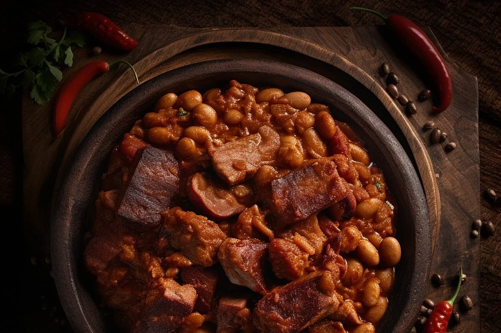 BBQ Texas sides pit beans cooked low and slow smoked