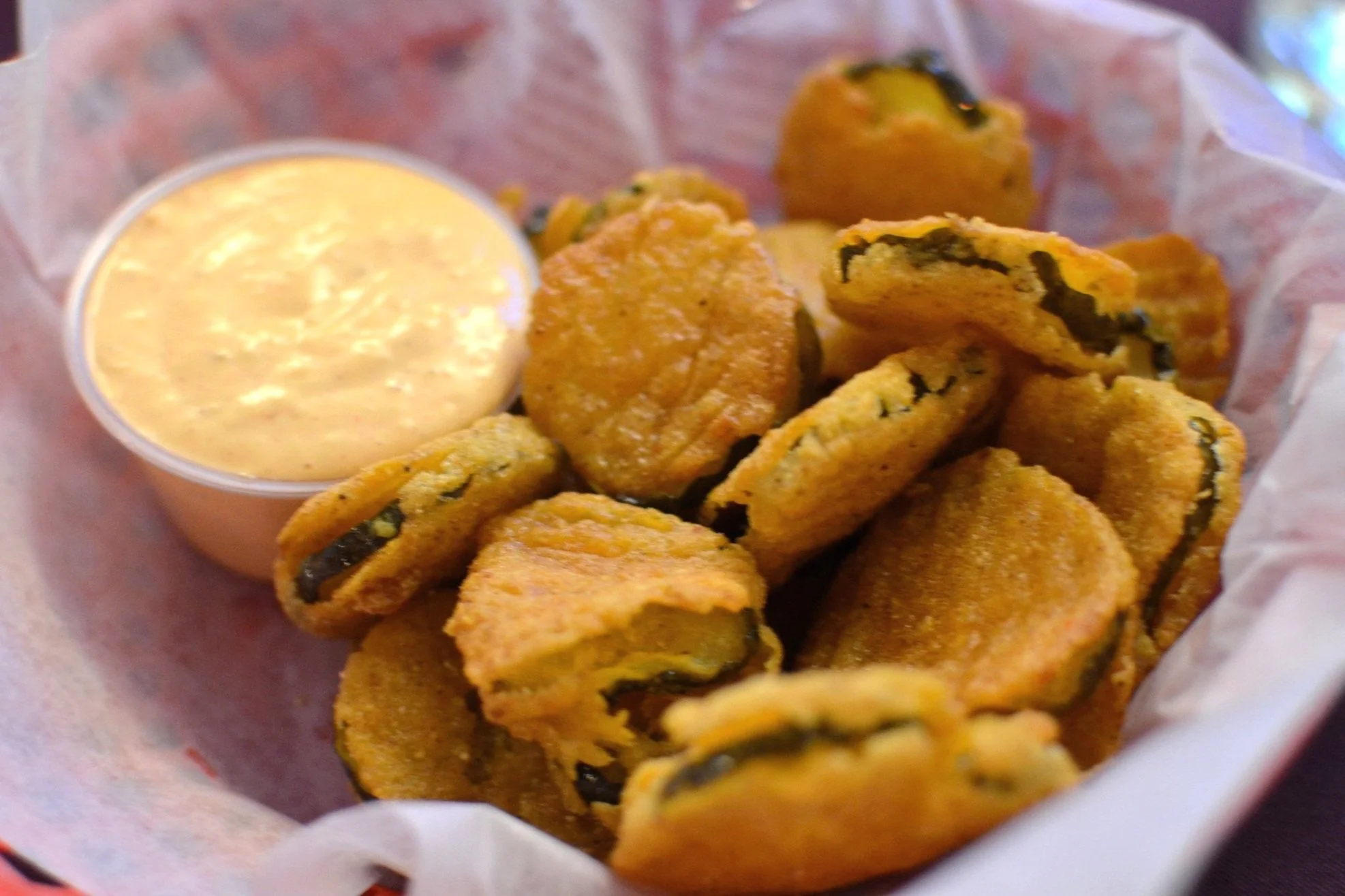 Frickles or fried pickles. A typical Memphis BBQ side.