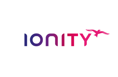 The logo of IONITY, featuring the word 'IONITY' with a stylized bird or wing design in pink to the right.