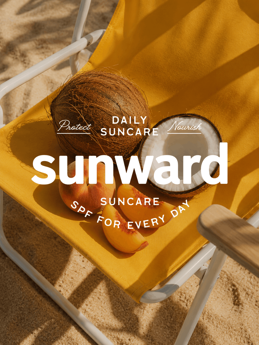 AI-generated brand identity design for a conceptual premium suncare brand featuring campaign art direction and visual branding.