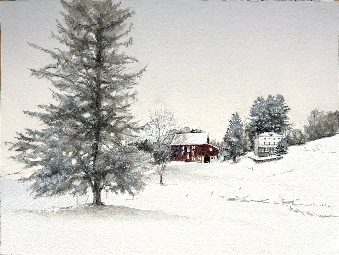 On the Road Home, Hazel's Snow, 12x9, $450, archival mat and frame