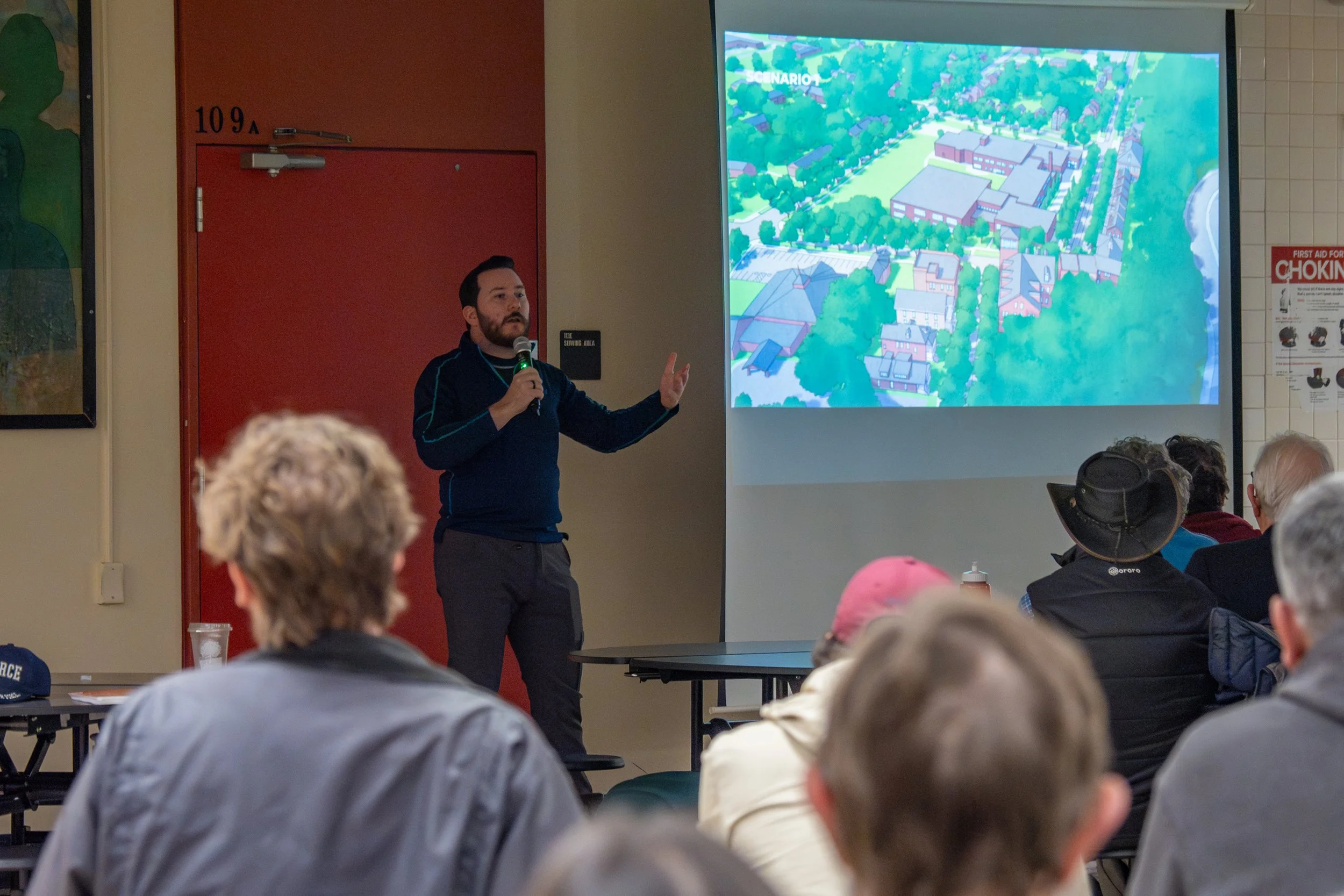 Presenter with projected site plan