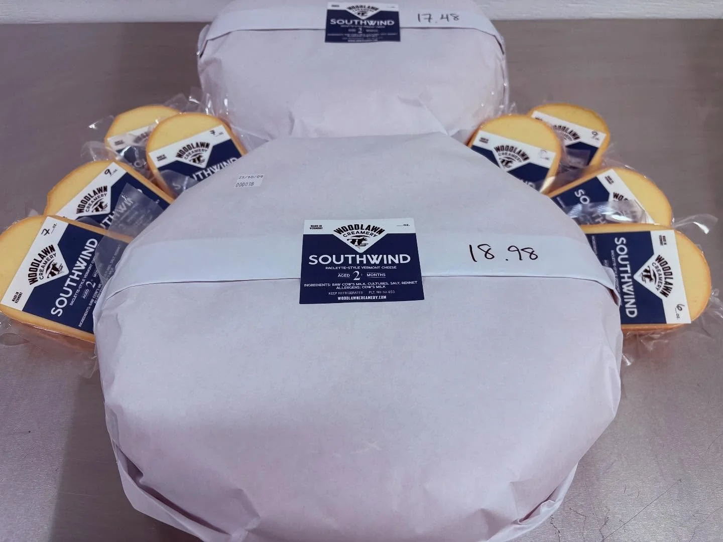 Just a quick snapshot, but it&rsquo;s always exciting to see these beautiful wheels (and their little wedges) heading out into the world. 

#raclette #vermontcheese #artisancheese